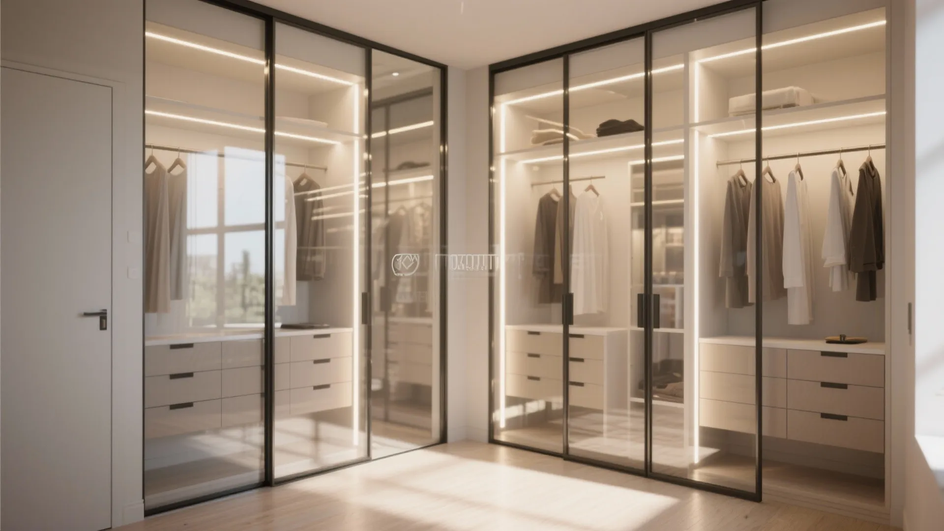 Glass sliding doors to reflect light