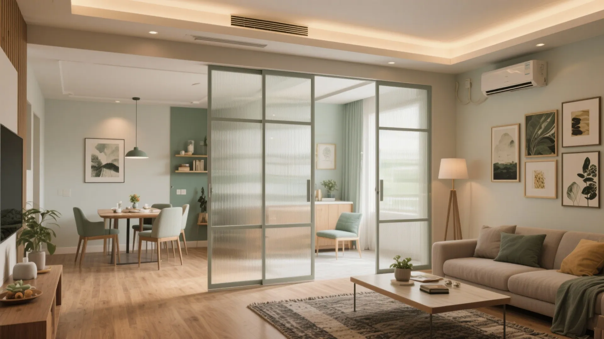 Flexible Living–Dining with Sliding Partitions