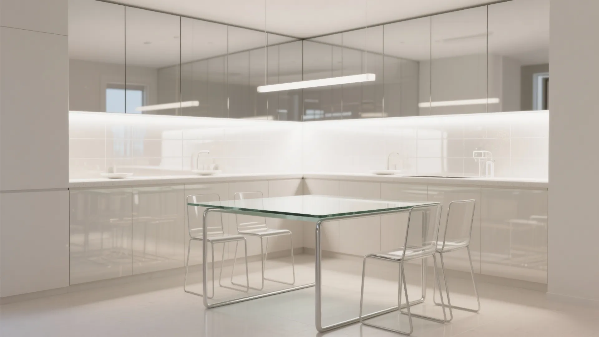 5. Glass-Top Slim Rectangle with Mirrored or Light Walls