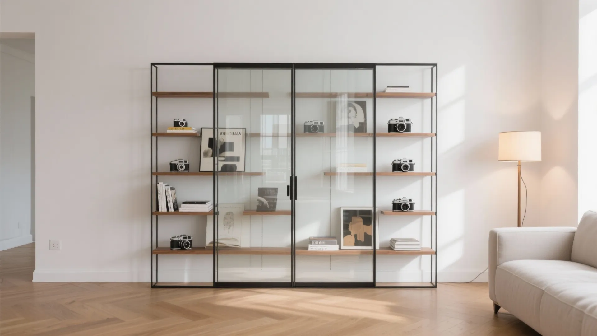 Minimalist Glass-Front Display with Slim Frames