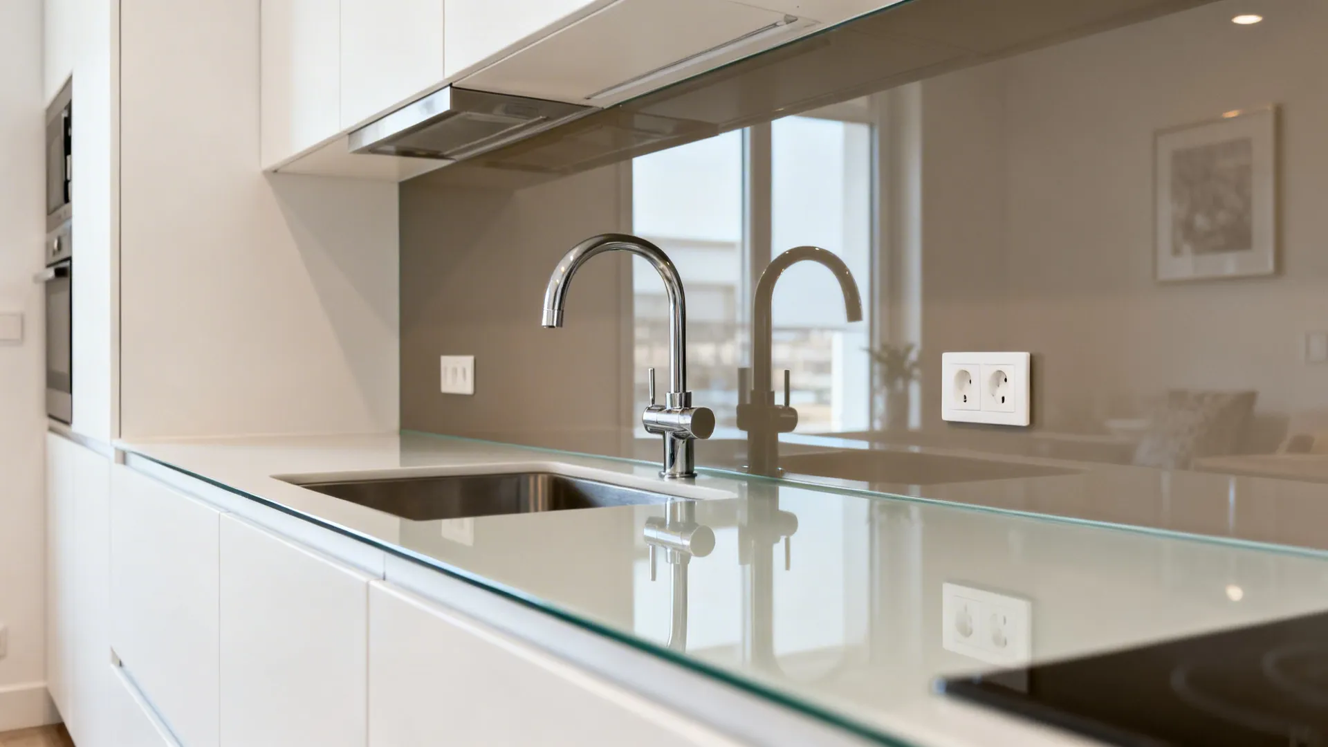 Glass Splashback for Added Depth