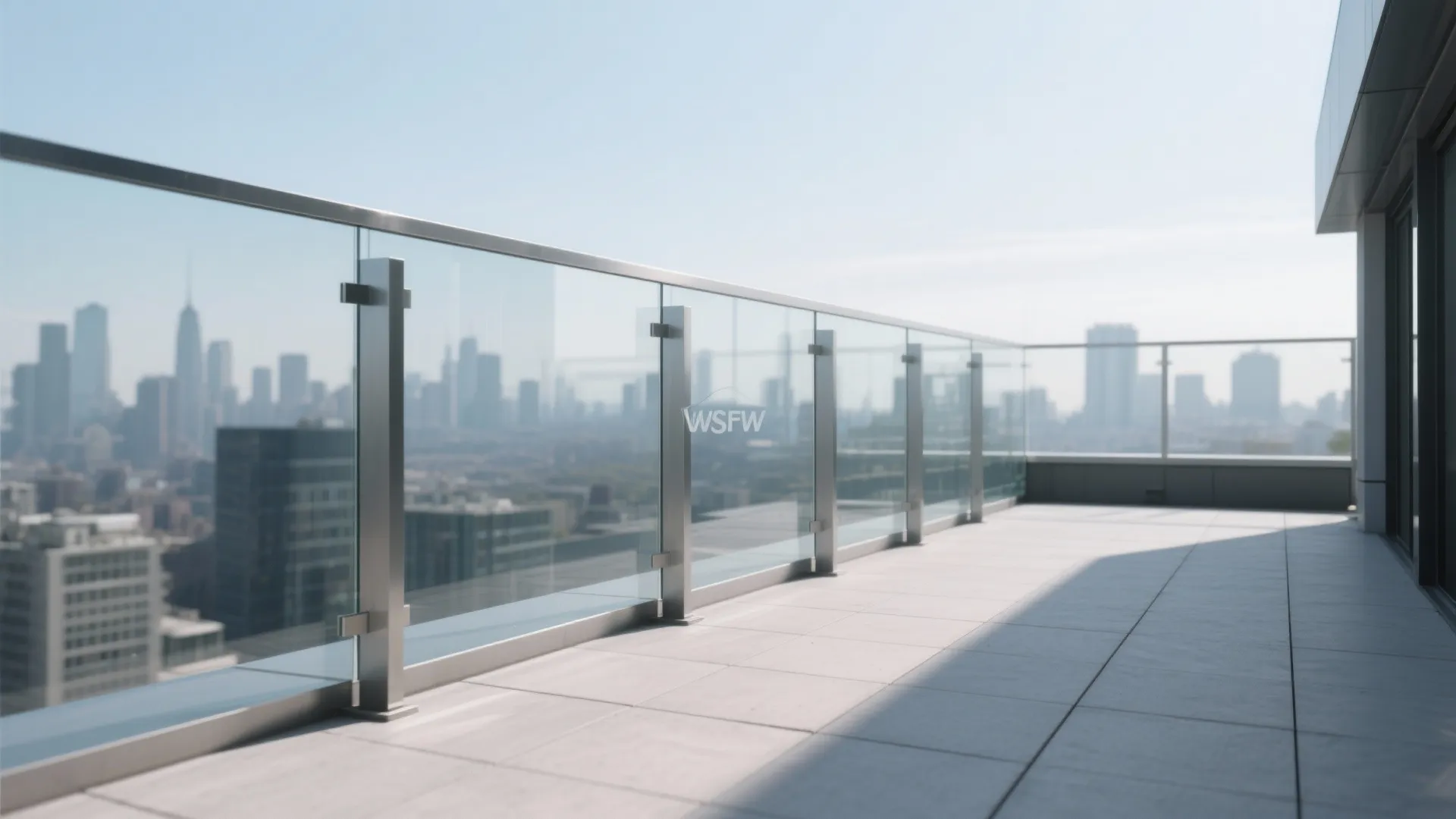 Glass-and-steel parapet for light and wind control