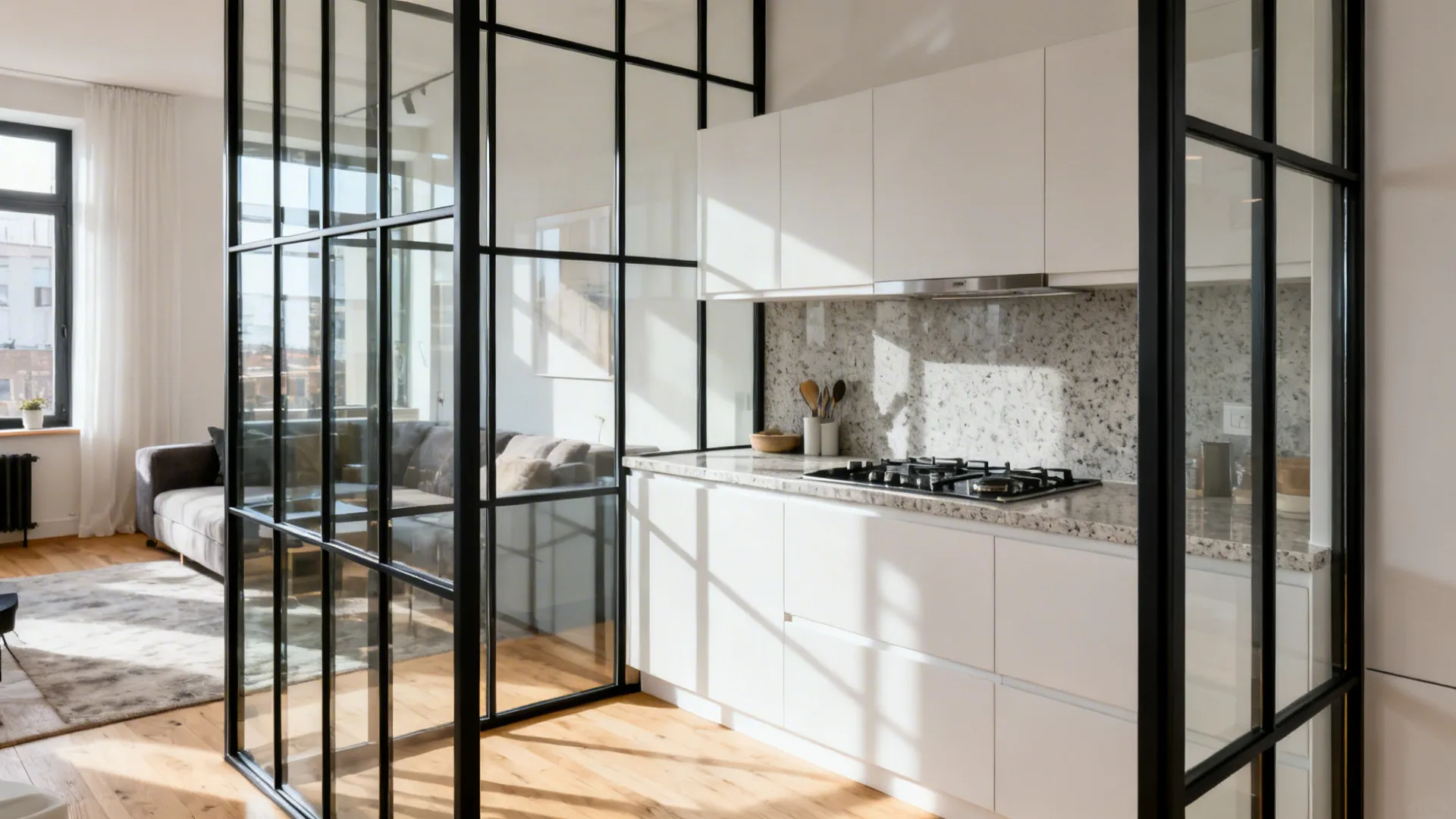 Glass and Steel Frame Partition