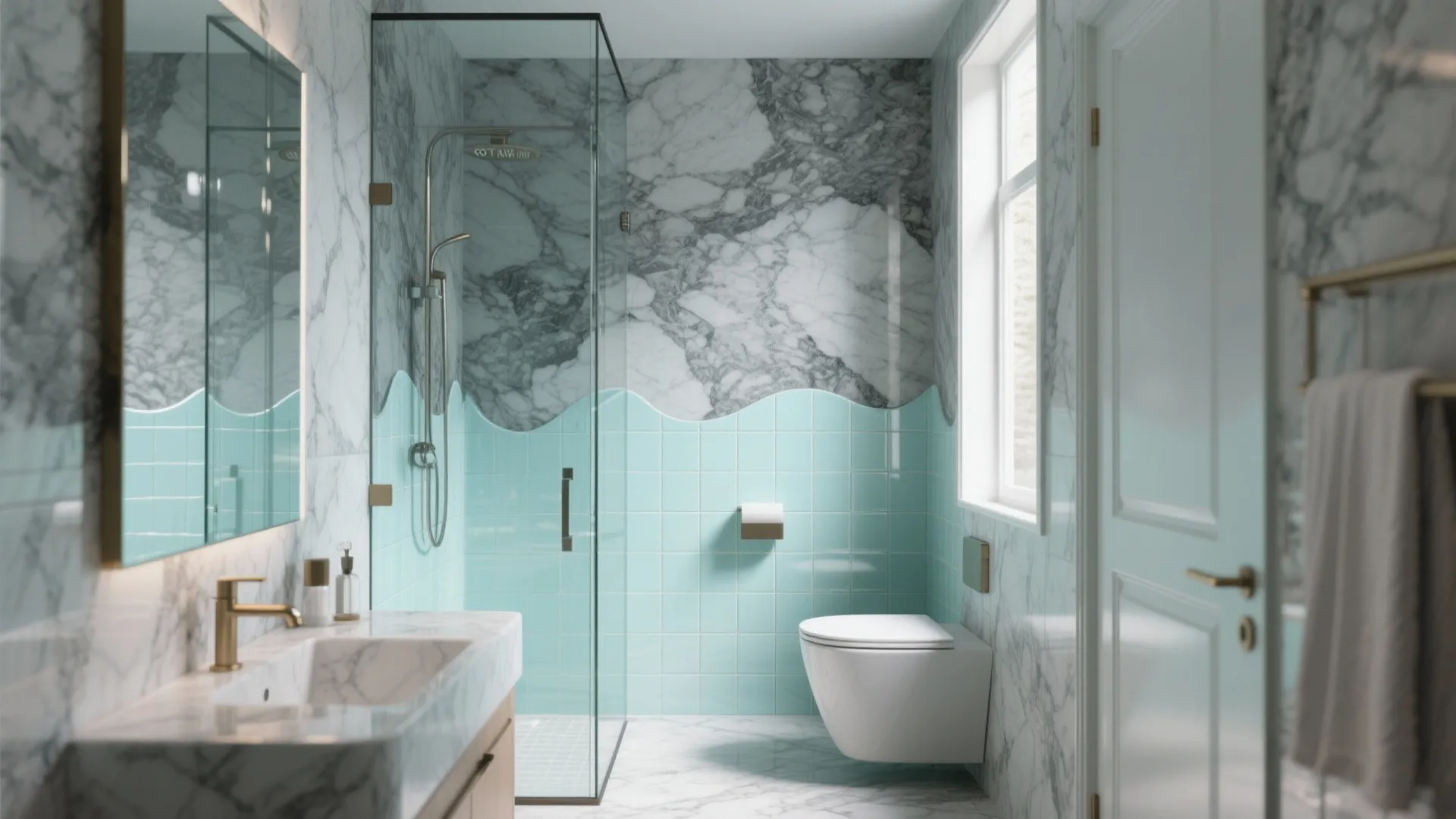 2. Mix Glass with Natural Stone