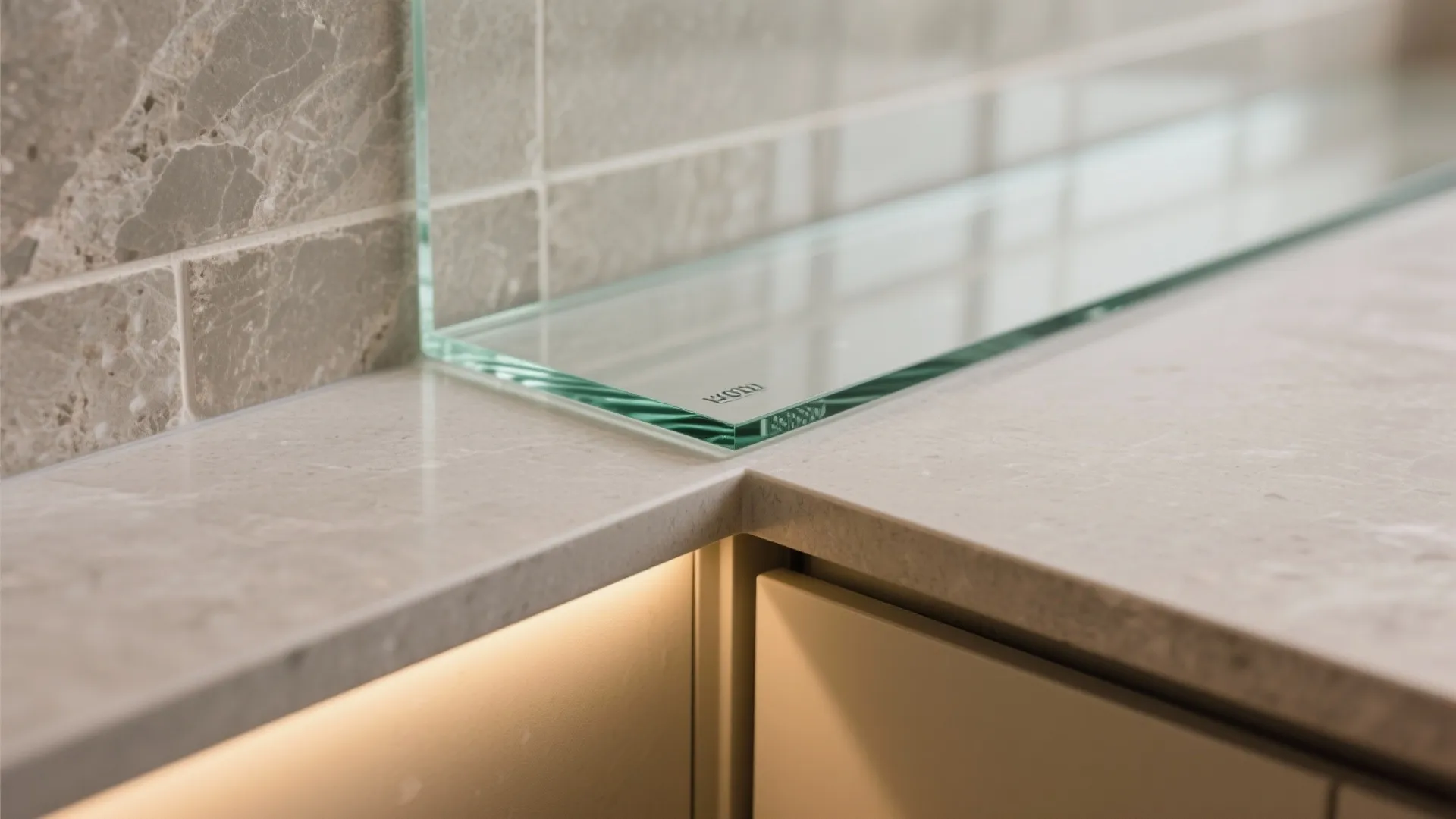 Glass backsplash for light and clarity