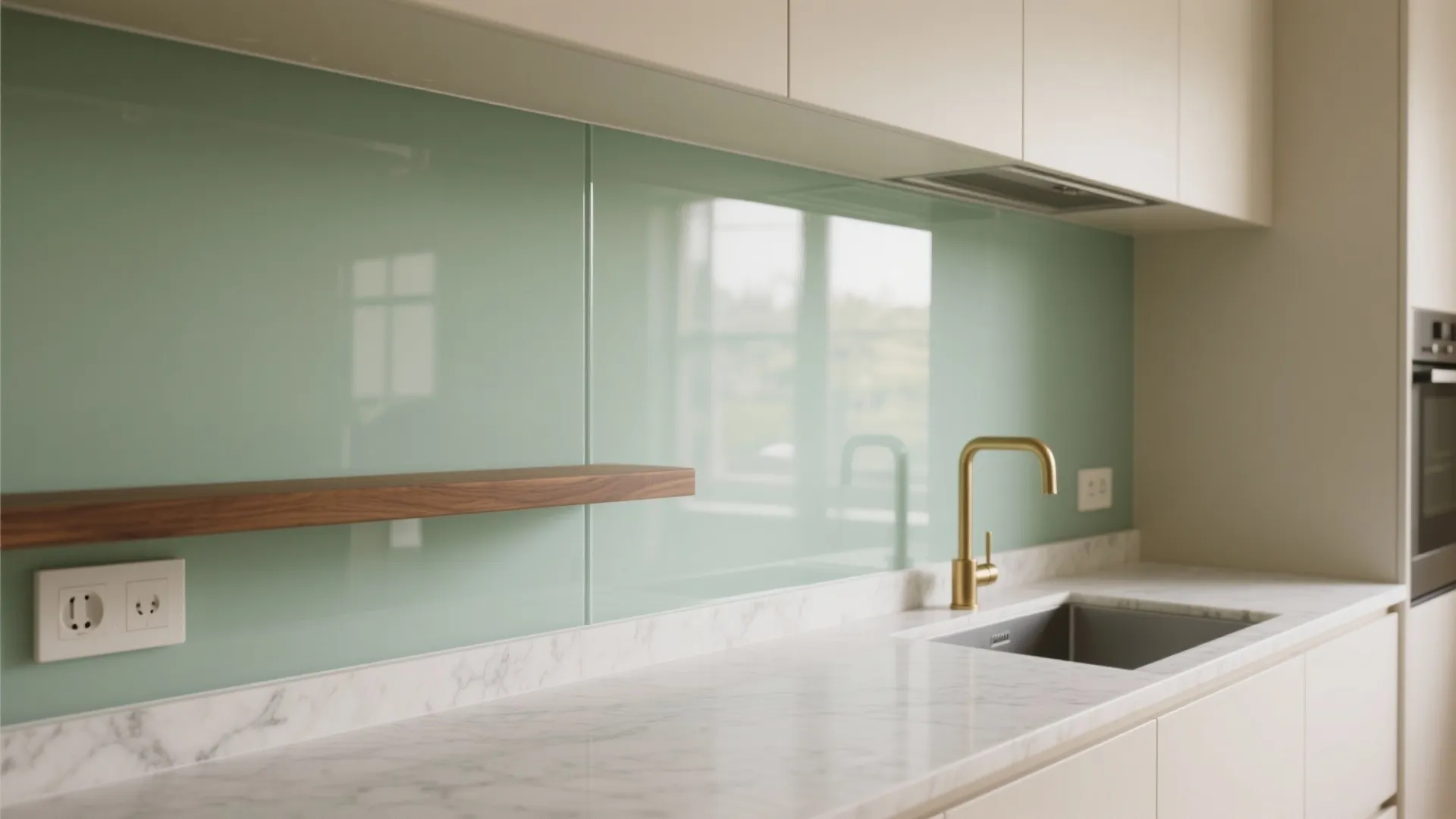 Back-painted glass and stone splashbacks