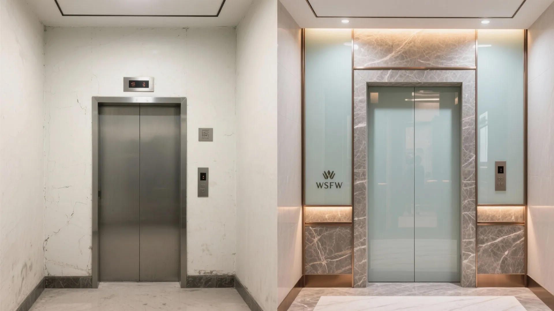 Back-painted glass with a stone base for a luxe, clean front wall