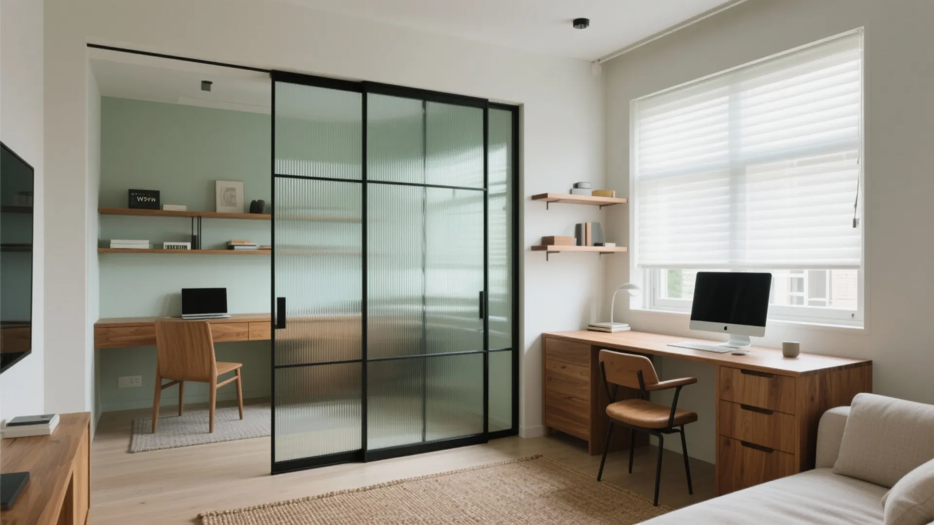 A Glass-Partitioned Study Nook