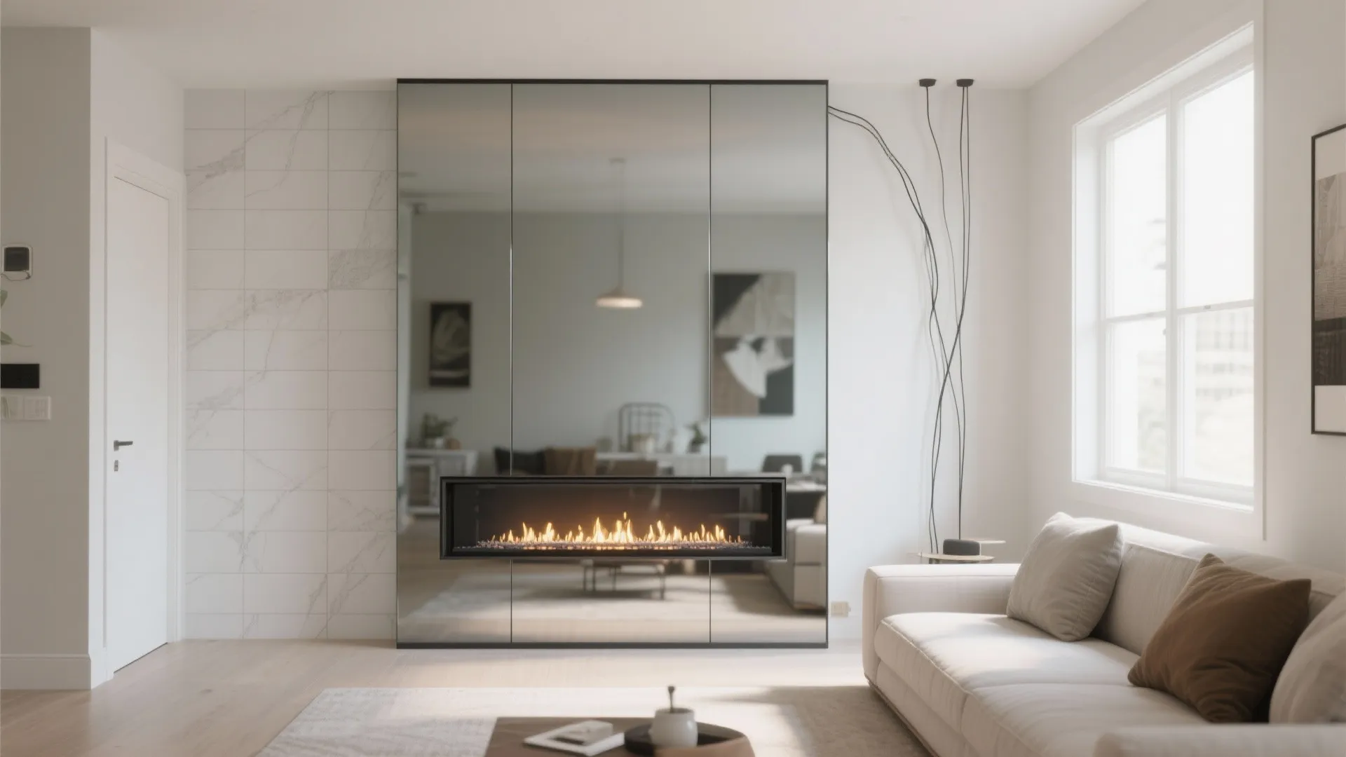 2) Mirrored or Glass Surround to Double Visual Depth