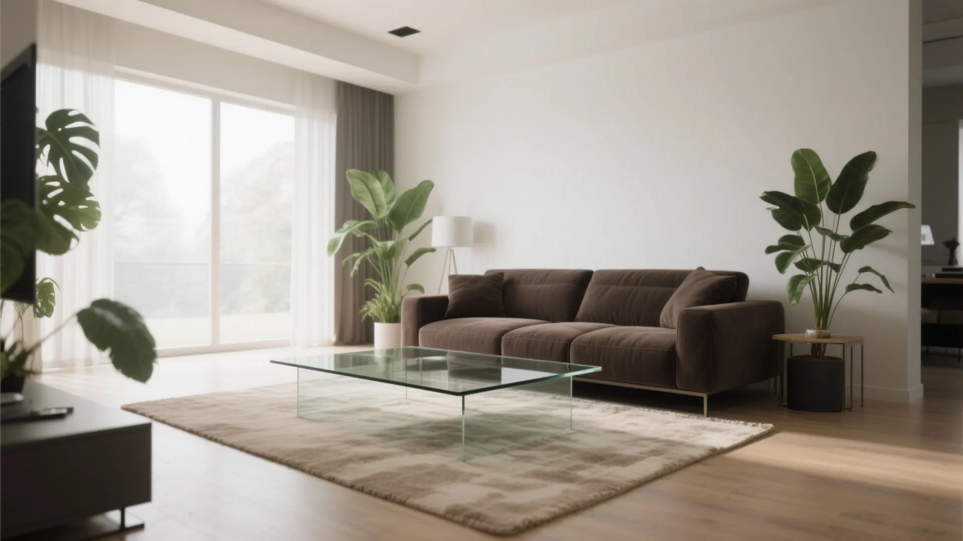 3. Glass Coffee Table for Balance