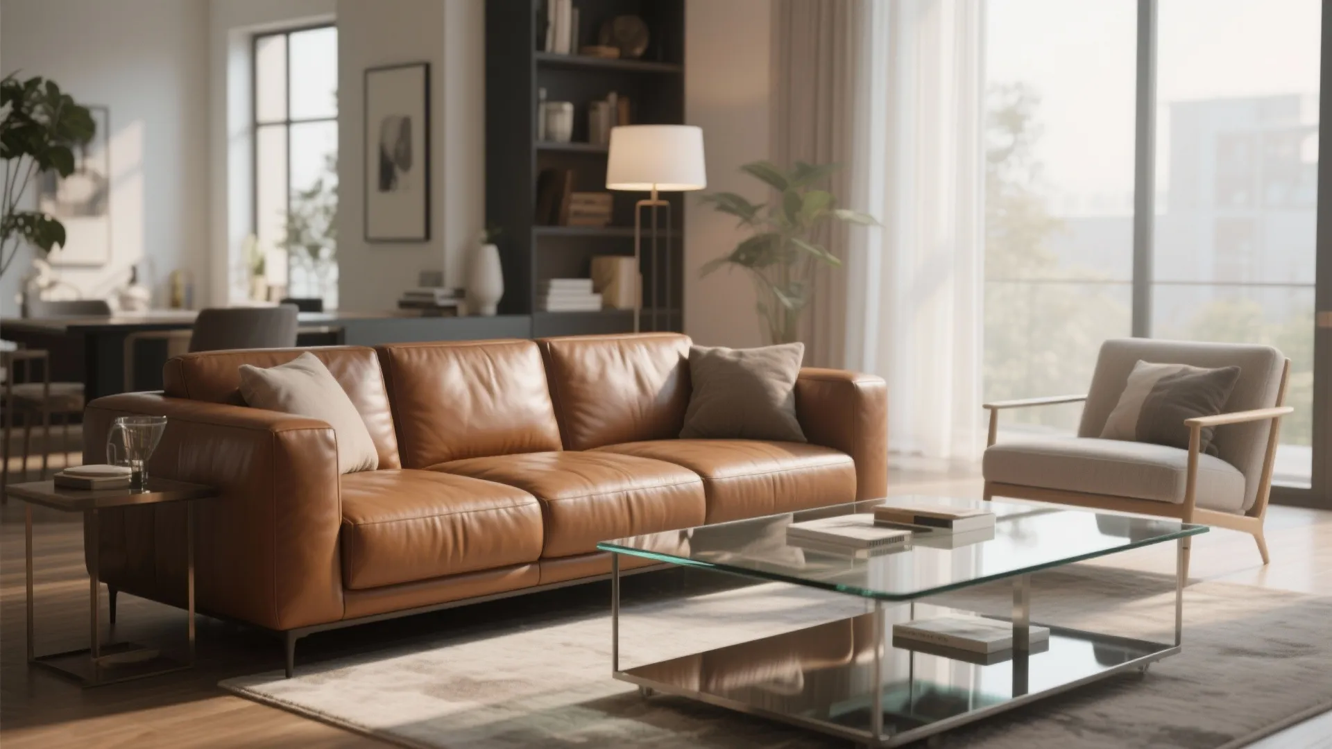 4. Adding a Glass Coffee Table for Balance