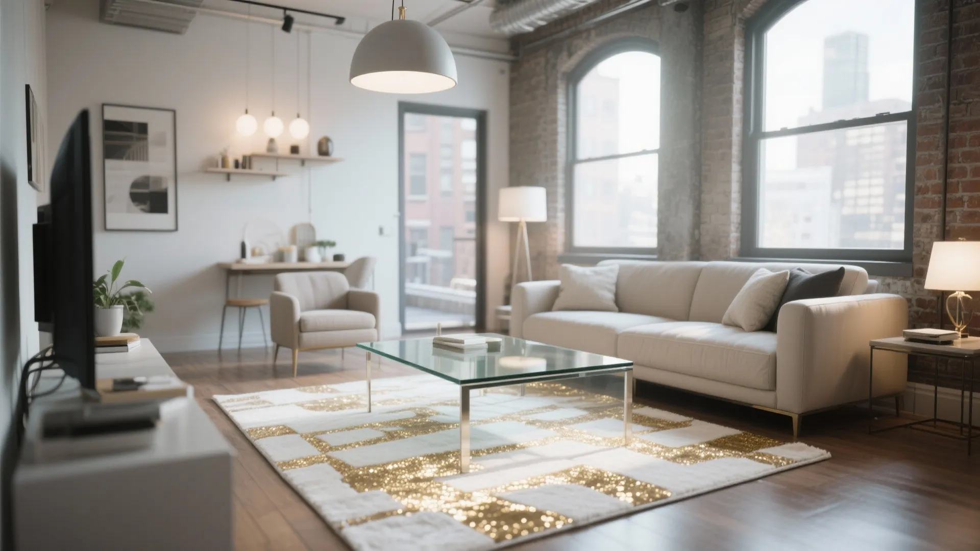 10. Statement Under a Glass Coffee Table