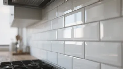 Modern Kitchen with Glossy White Subway Tiles