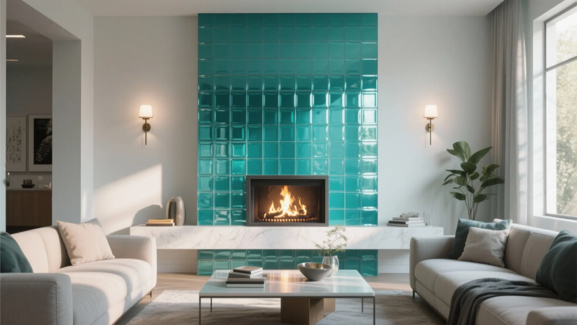 5. Glossy Glass Tile Backdrop