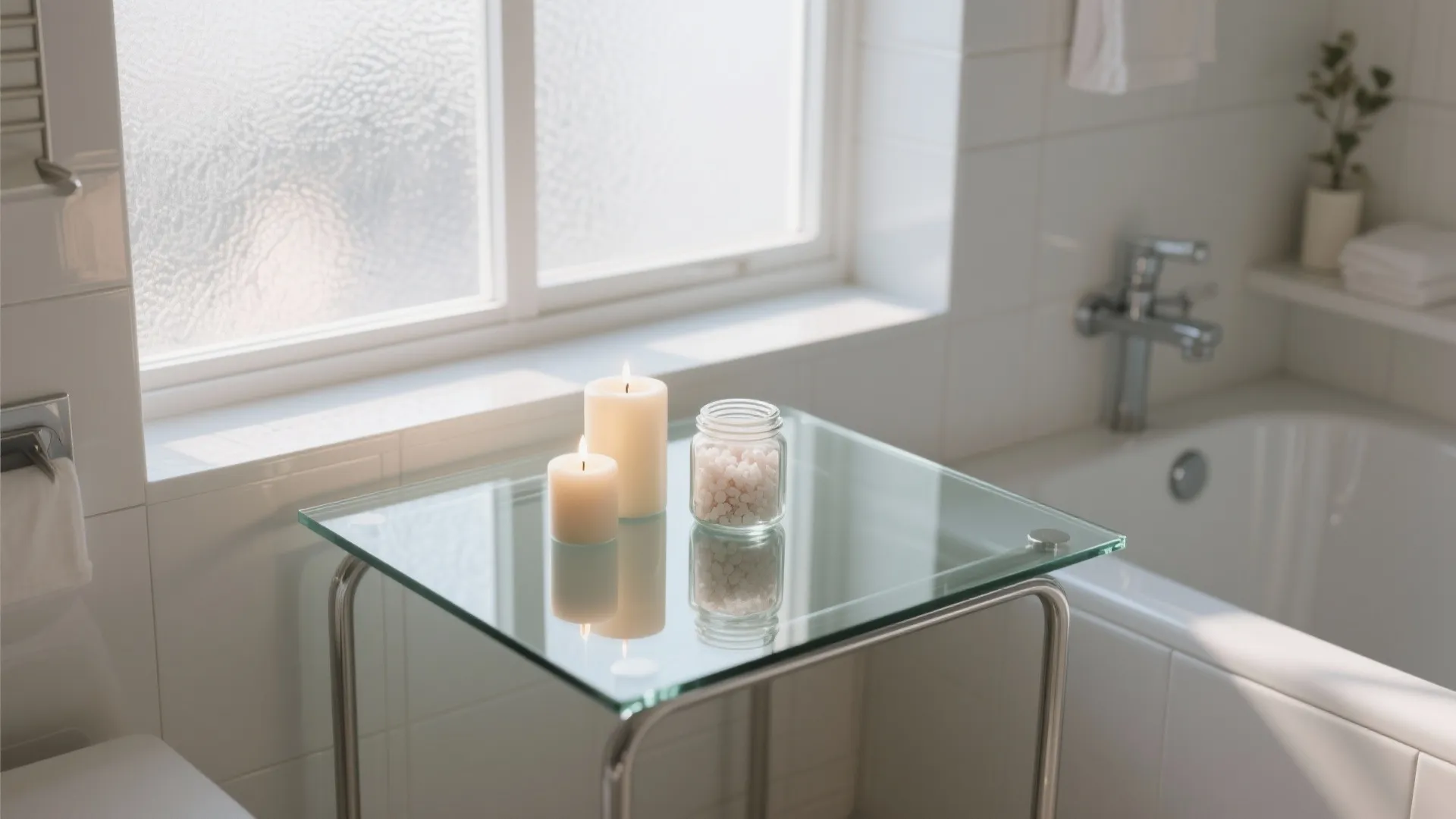 10. Glass-Top Table for Airy Feel