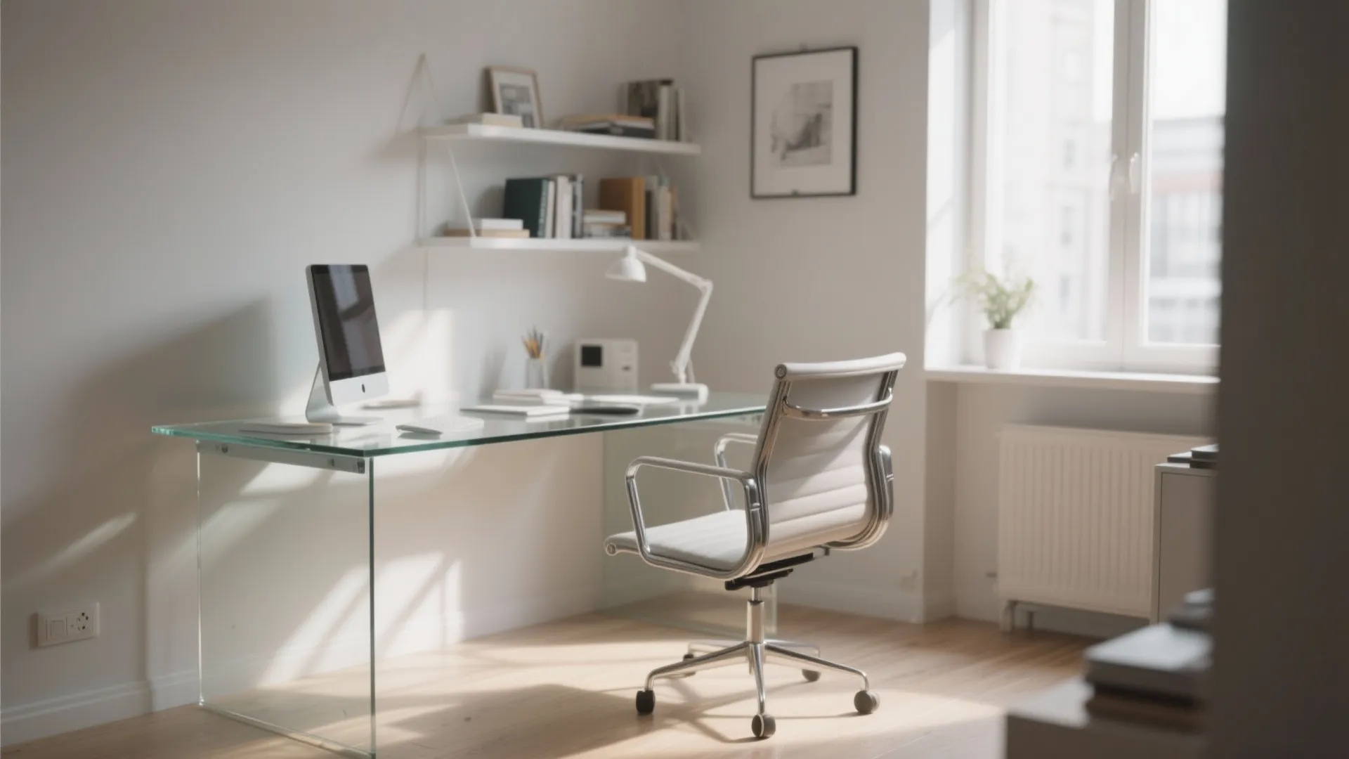 8. Glass-Top Desk for Visual Space