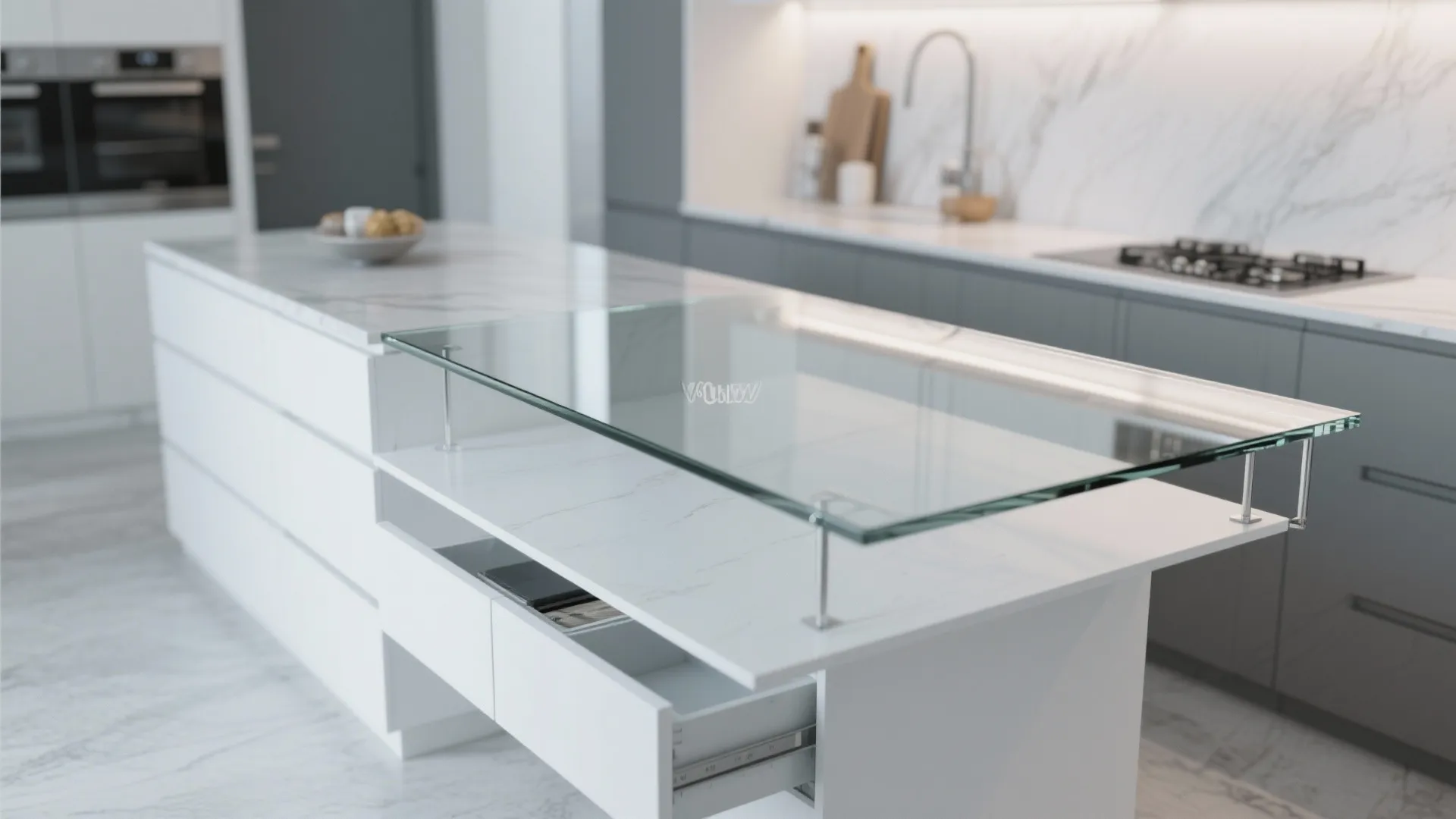 6. Glass-top Narrow Island