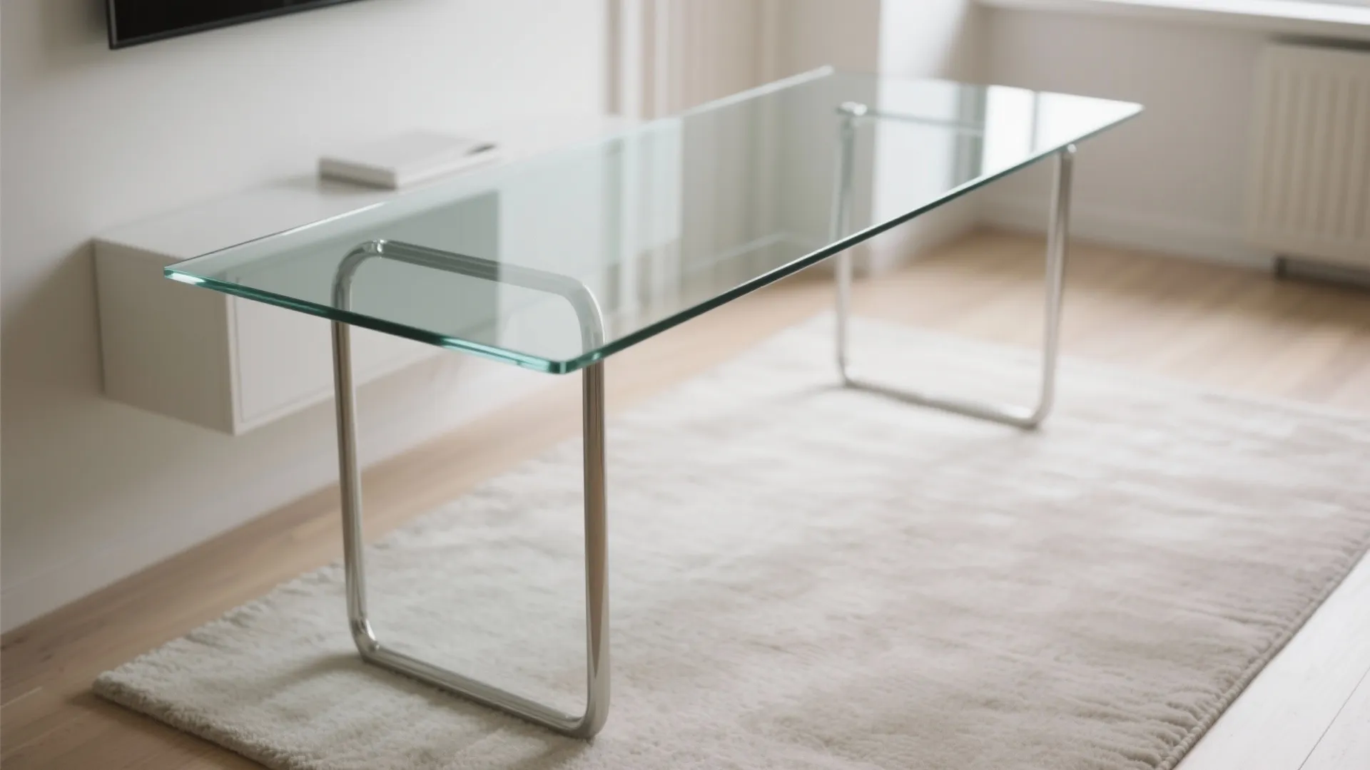 Glass-Topped Minimalist Desk