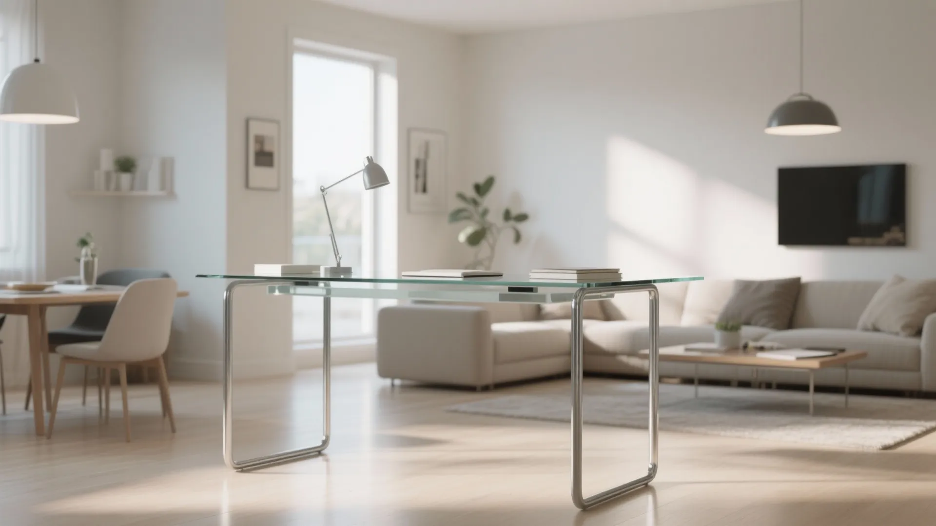 Glass-Top Desk for Lightness