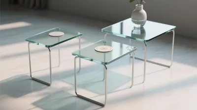 Modern Glass Nesting Tables for Living Room