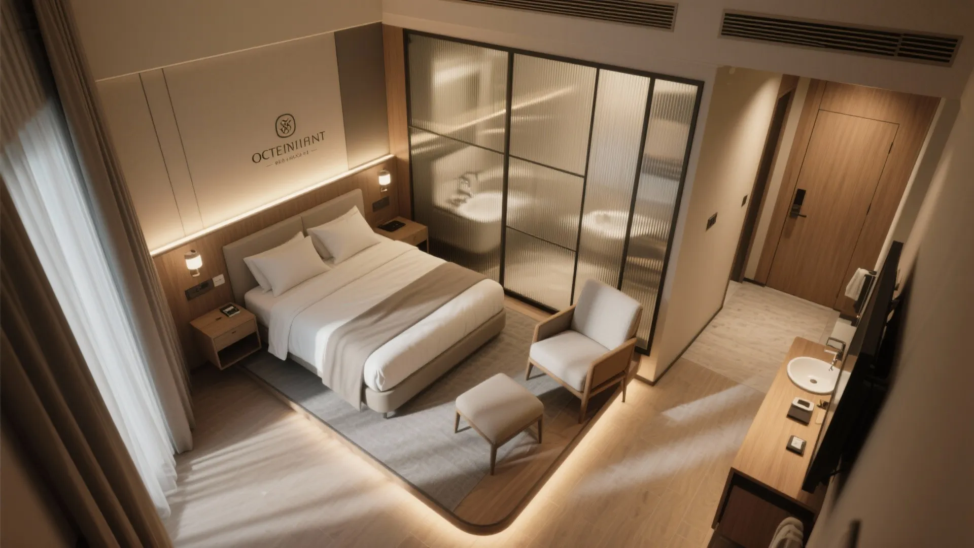 Glass partitions for a brighter, airier suite