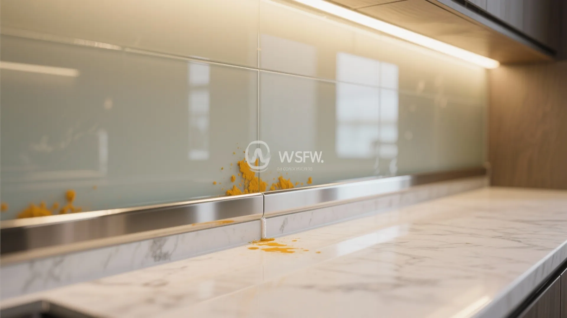Glass backsplash to brighten low-light kitchens