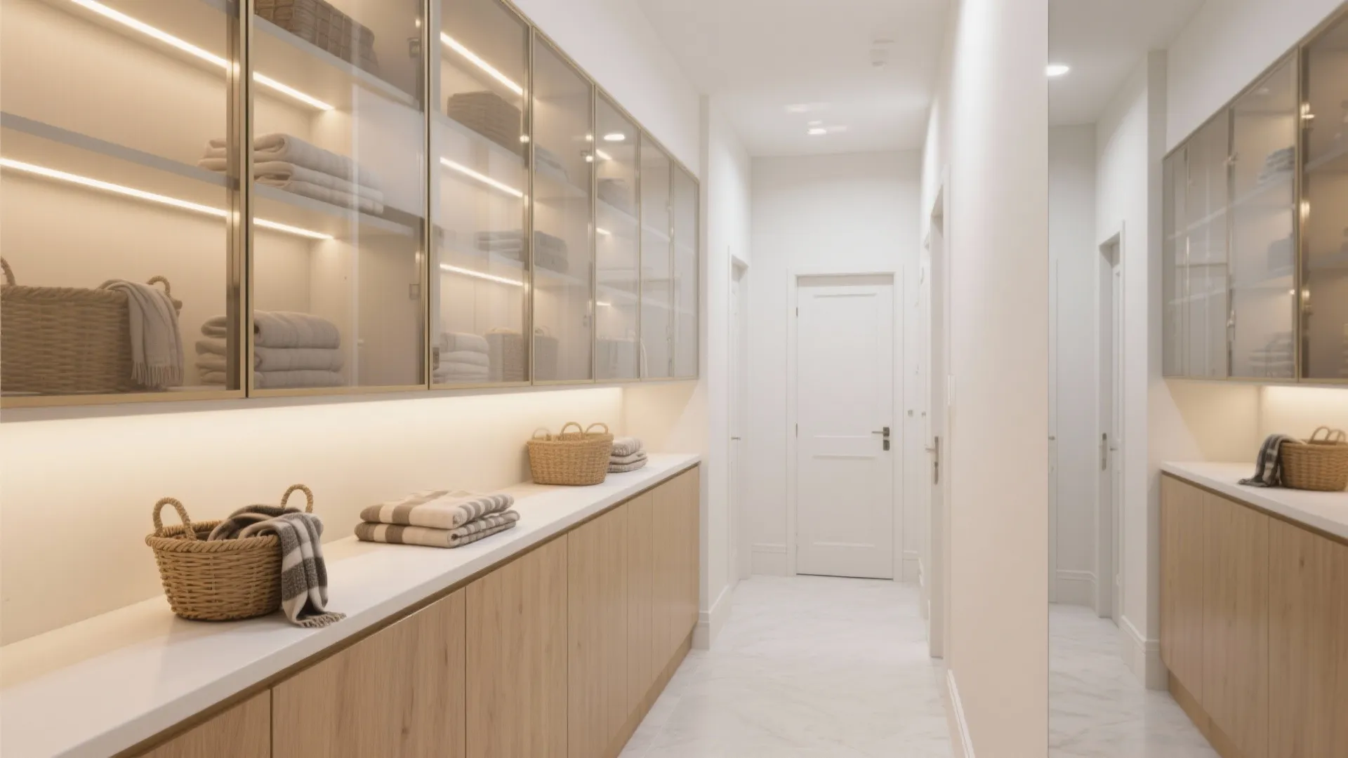 Glass-Front Cabinets for Airy Visuals