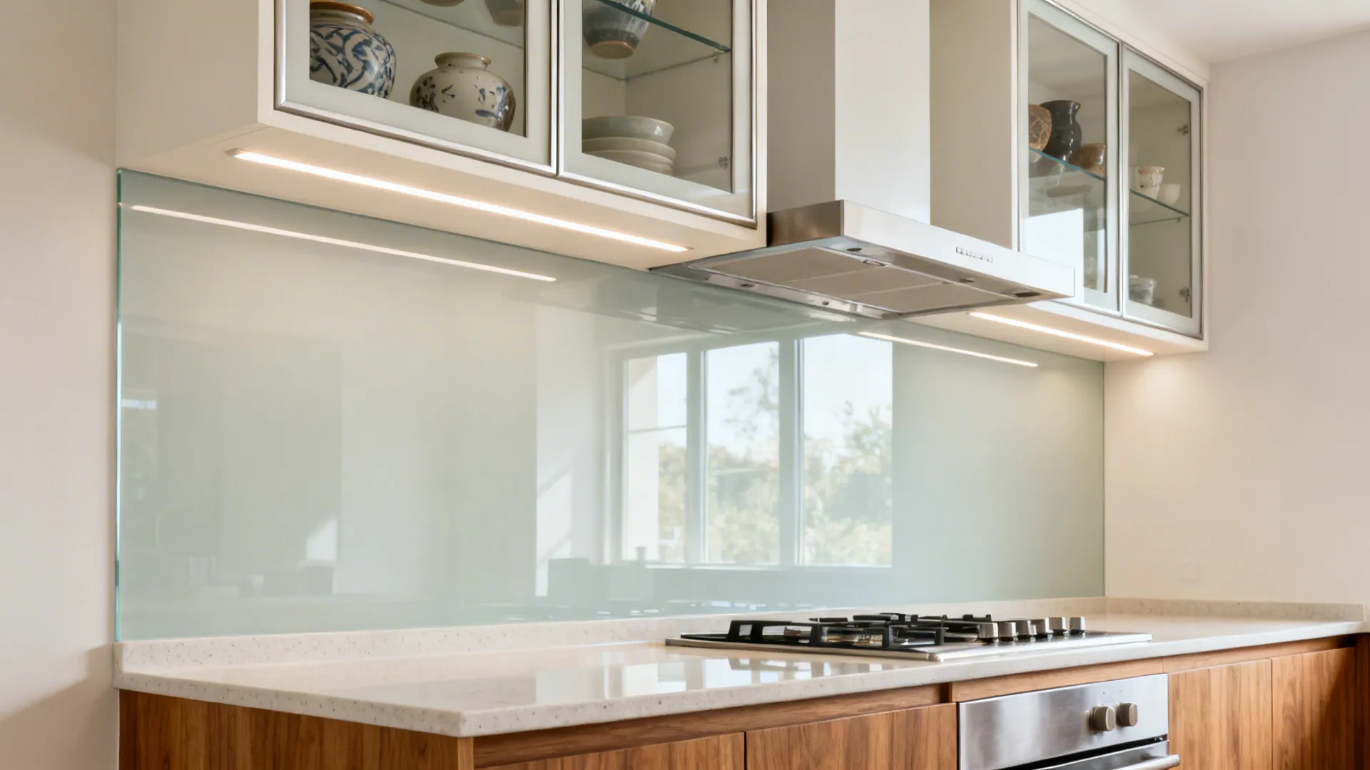 Glass uppers and reflective backs to open sightlines