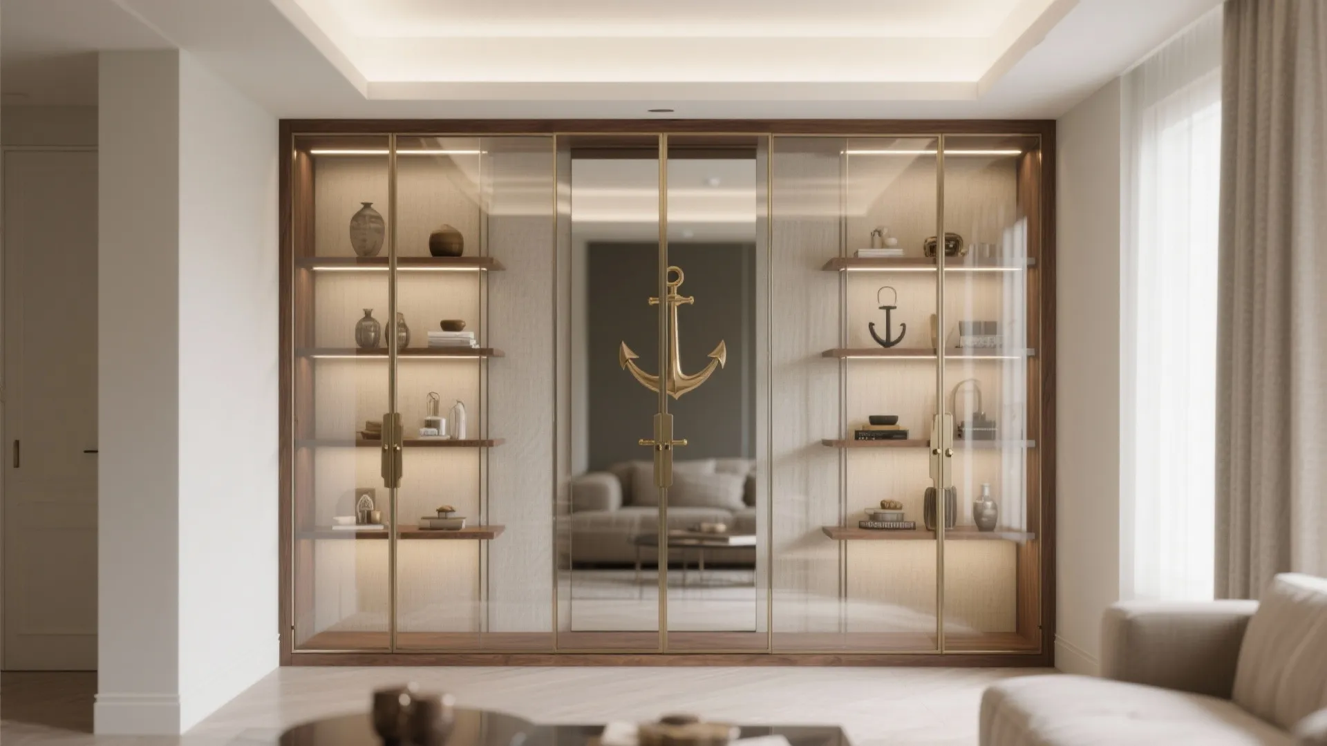 Glass-Front Cabinets and Slim Vitrines for Living Rooms