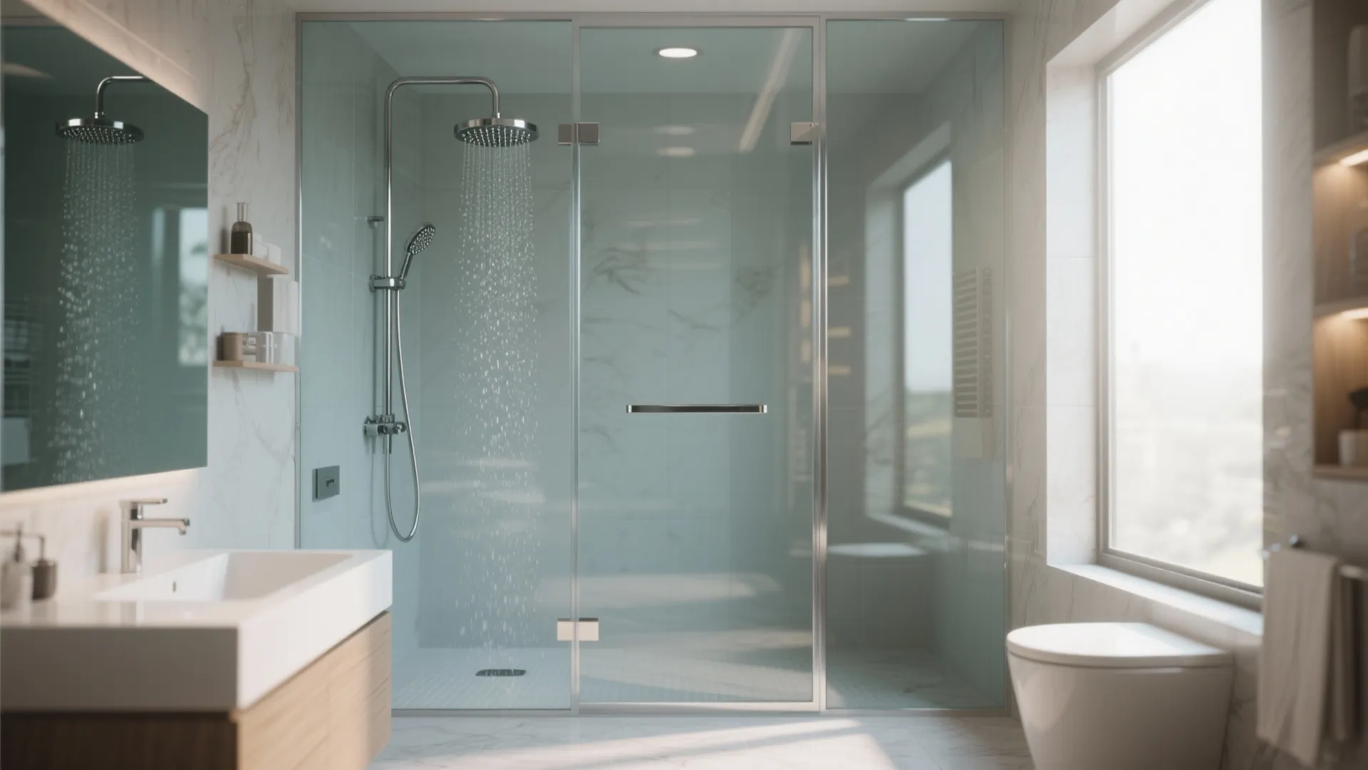 Glass-Enclosed Walk-In Shower