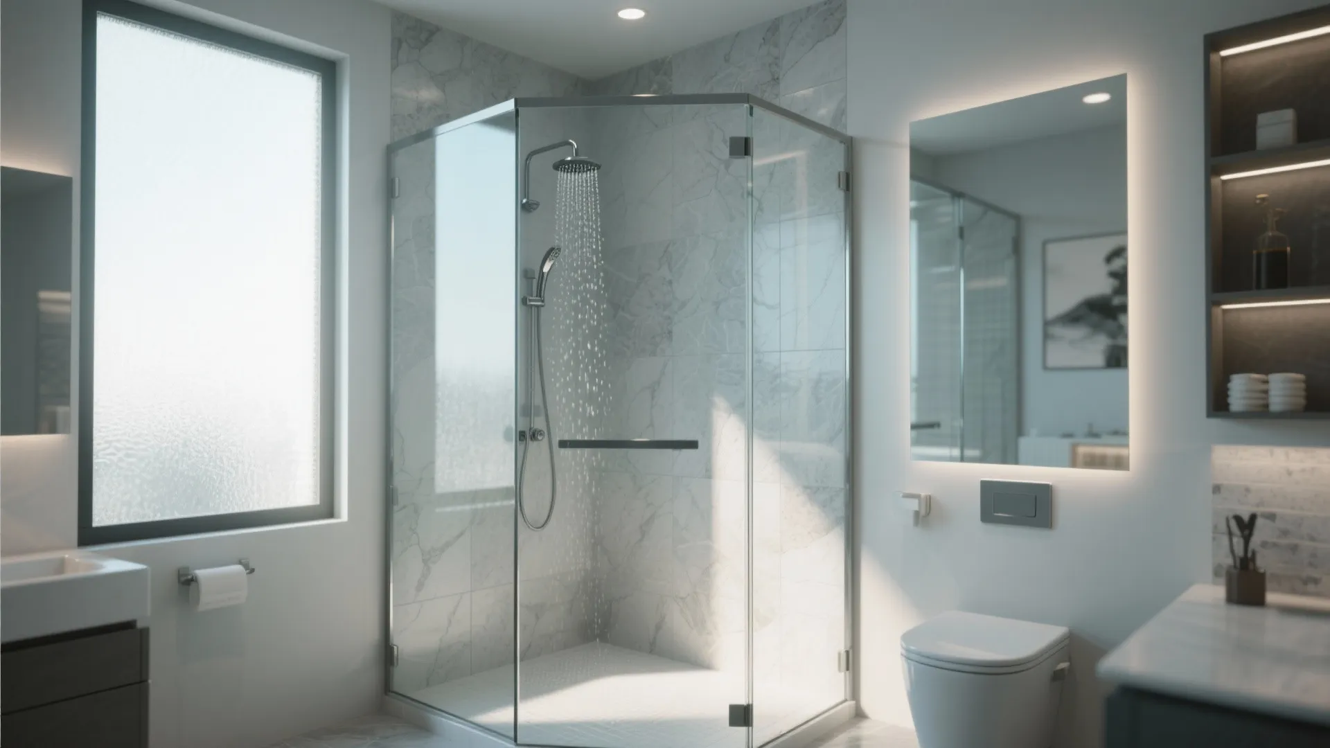 3. Walk-in Shower with Glass Partition