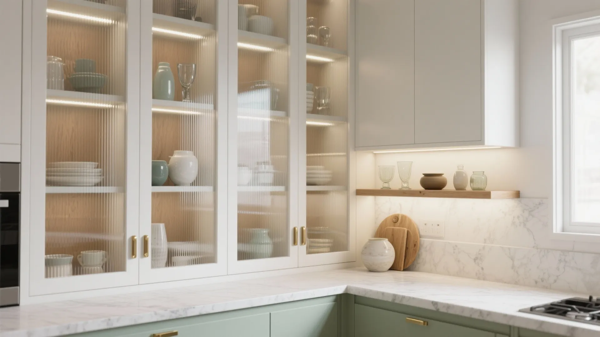 Glass-backed wall boxes for airy feel