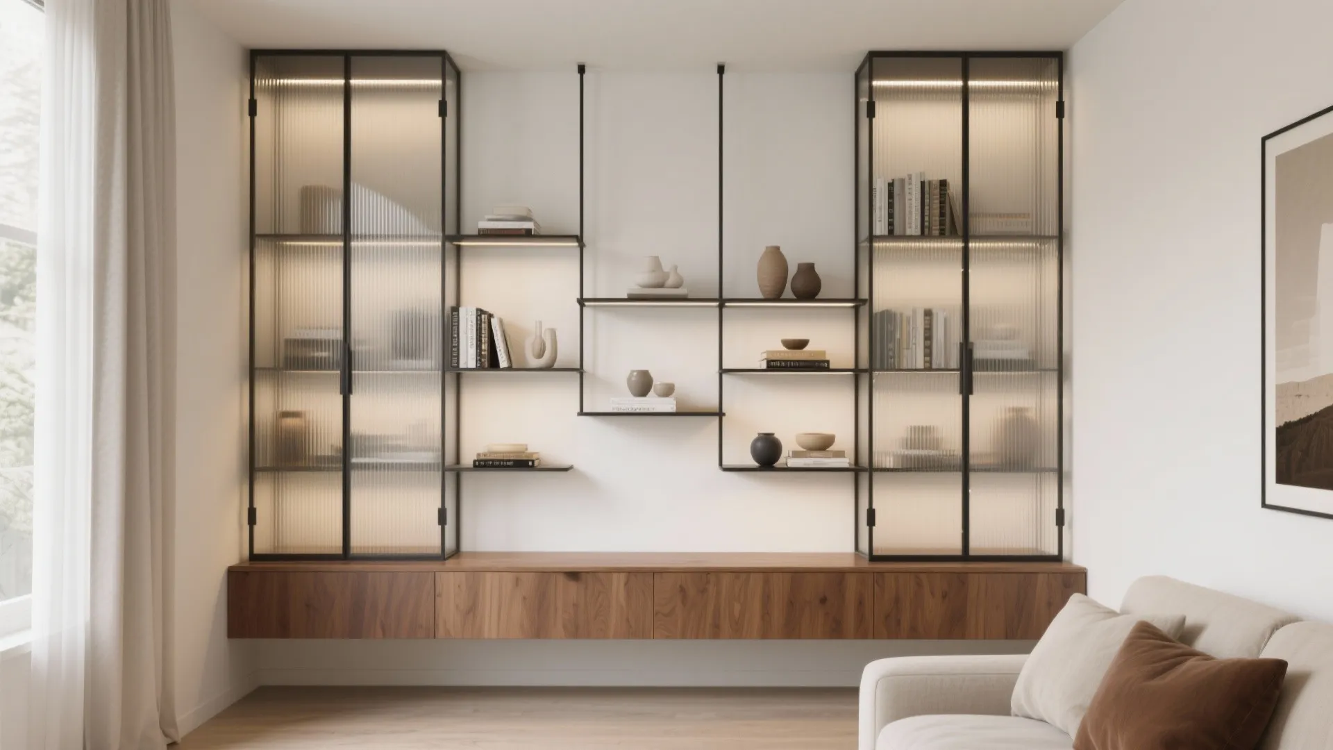 5 Wall Showcase Glass Ideas: How I use wall showcase design with glass to maximize small spaces and make everyday objects glow.