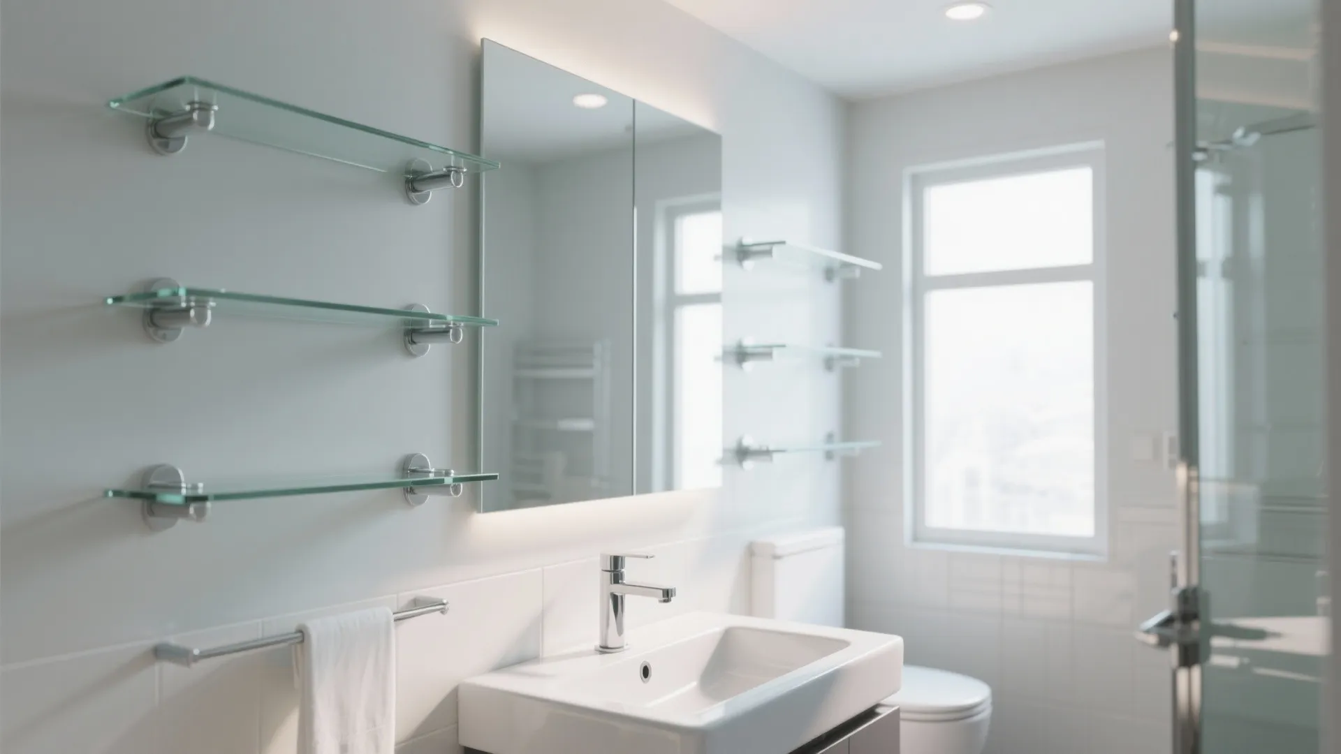 Glass Wall Shelves for a Lighter Look