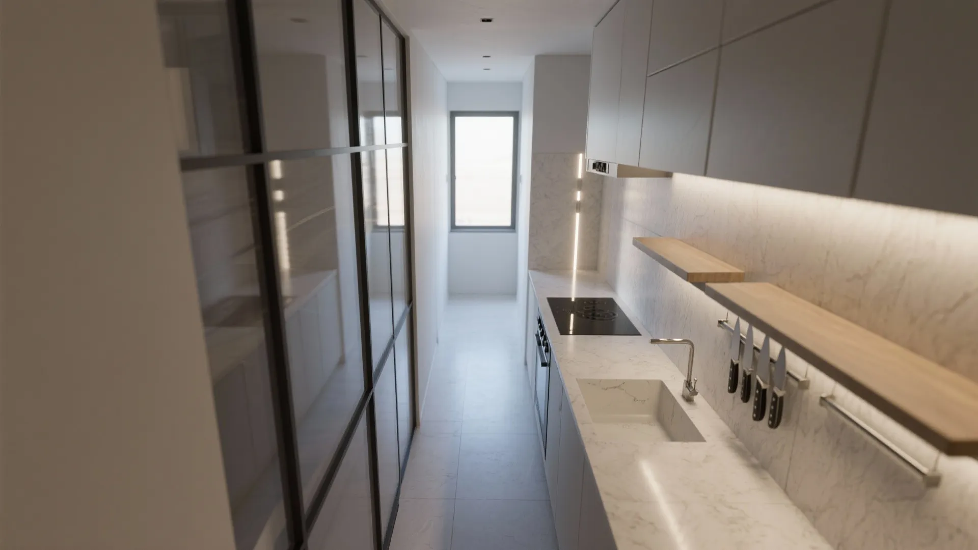 Floor-to-Ceiling Glass Panel as Feature Wall