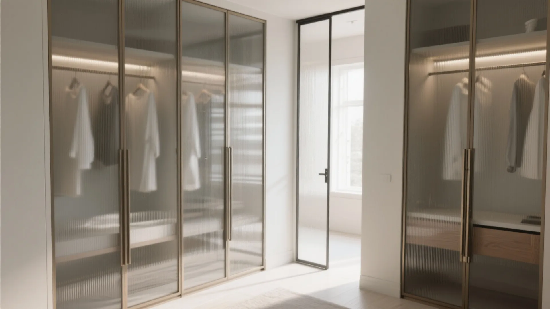 3) Glass doors and partitions to borrow light