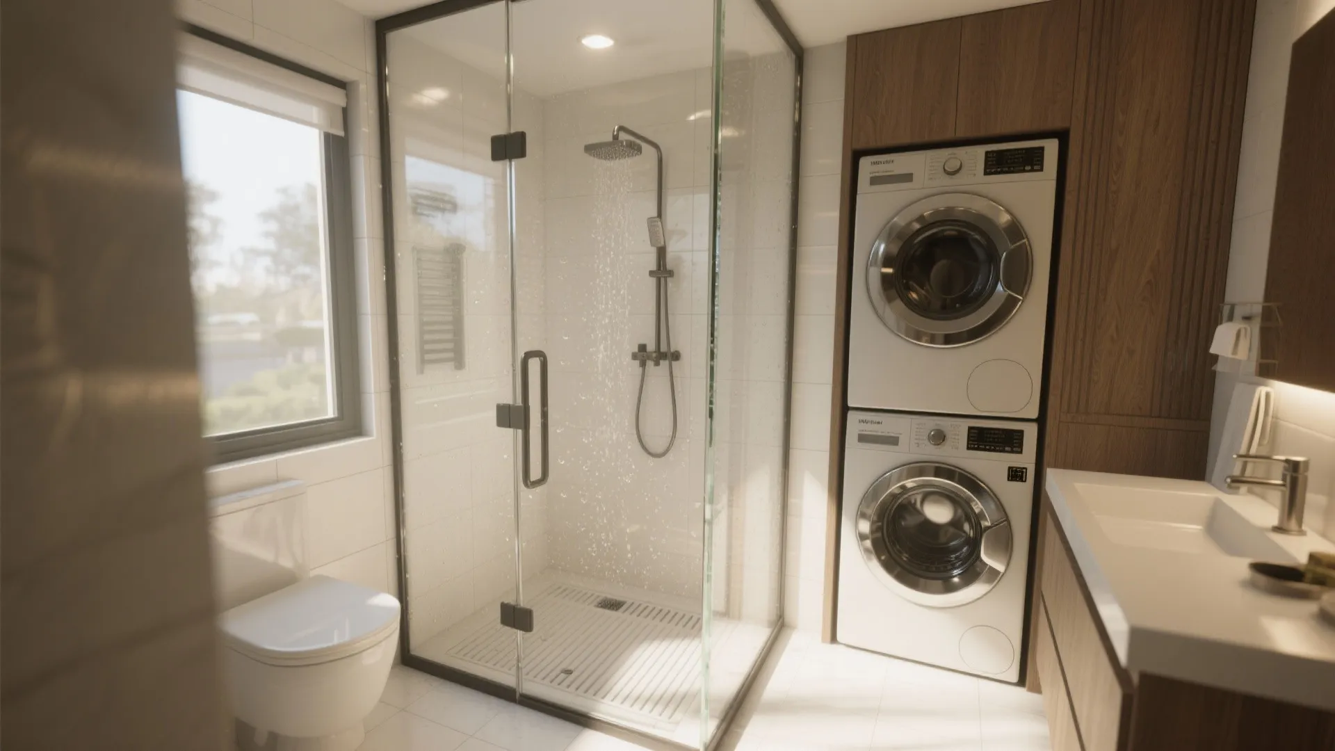 2. Wet Zone with Full-Height Glass Partition