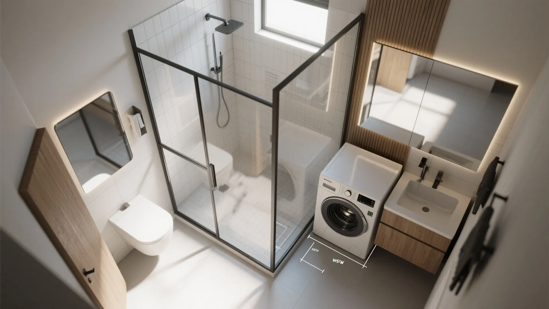 5. Glass-partitioned wet zone with AI-tested layouts