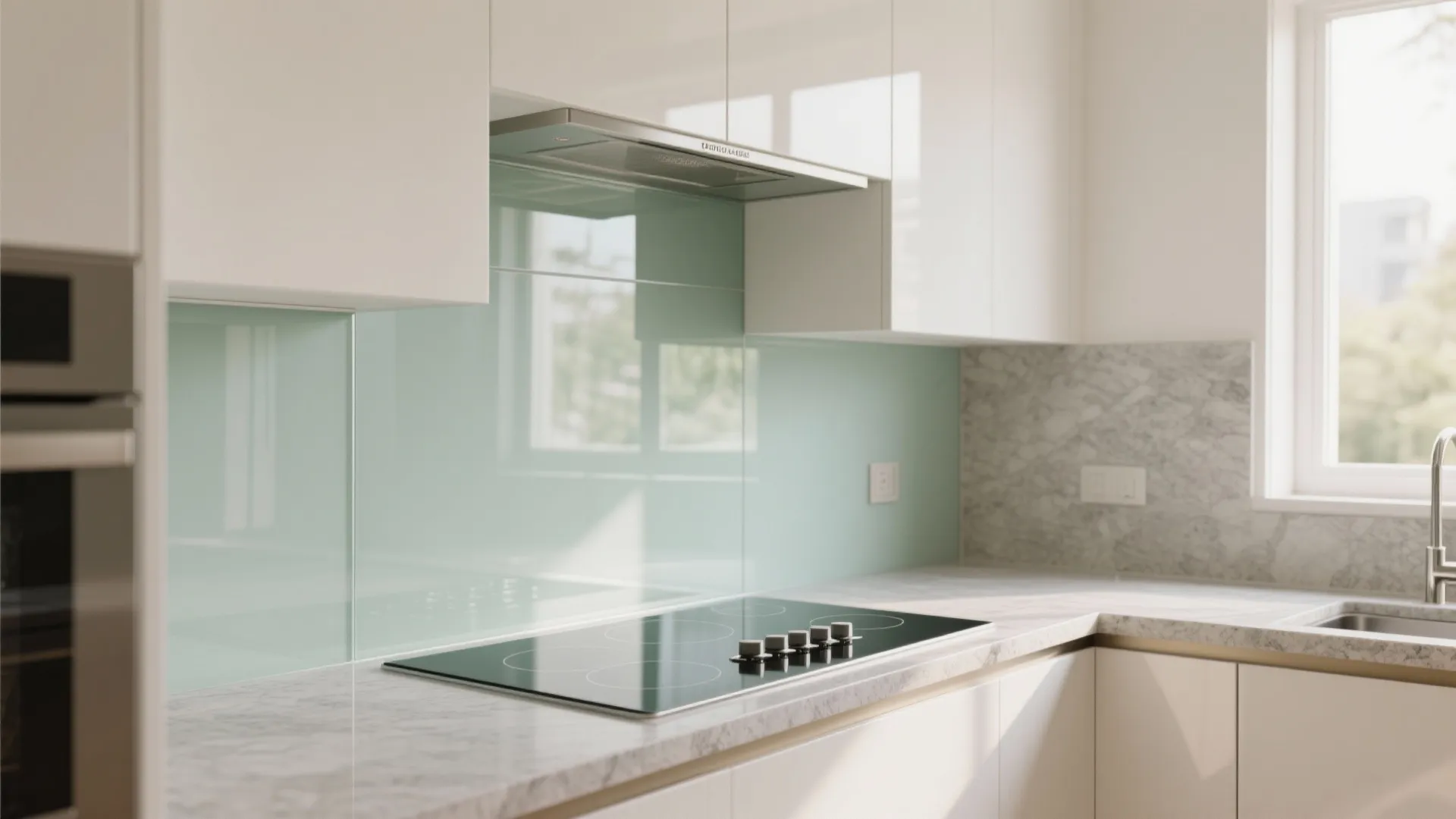The clear-light magic of a glass backsplash