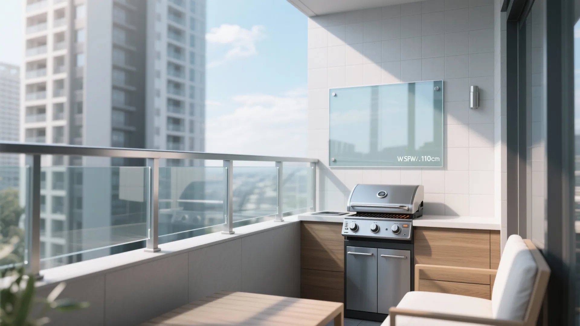 Glass windscreen and a tempered-glass backsplash
