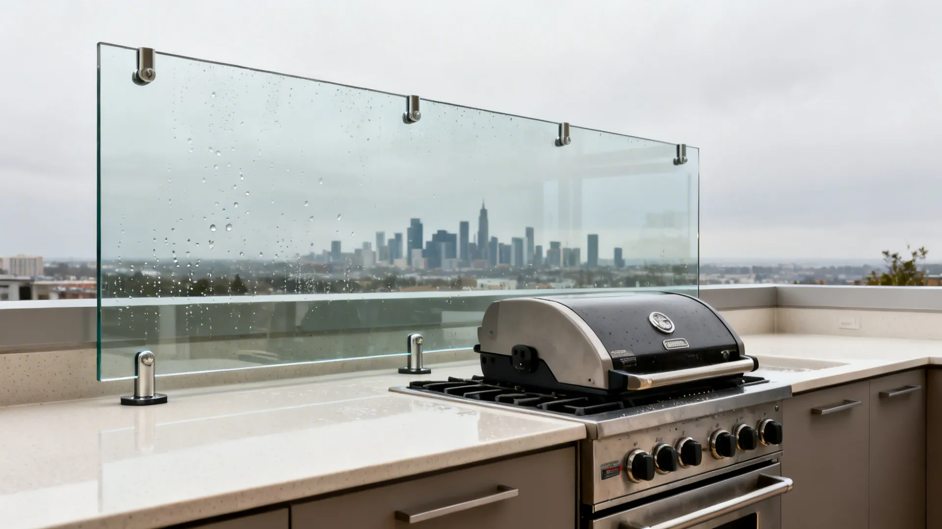 Glass backsplash panels for wind protection and views
