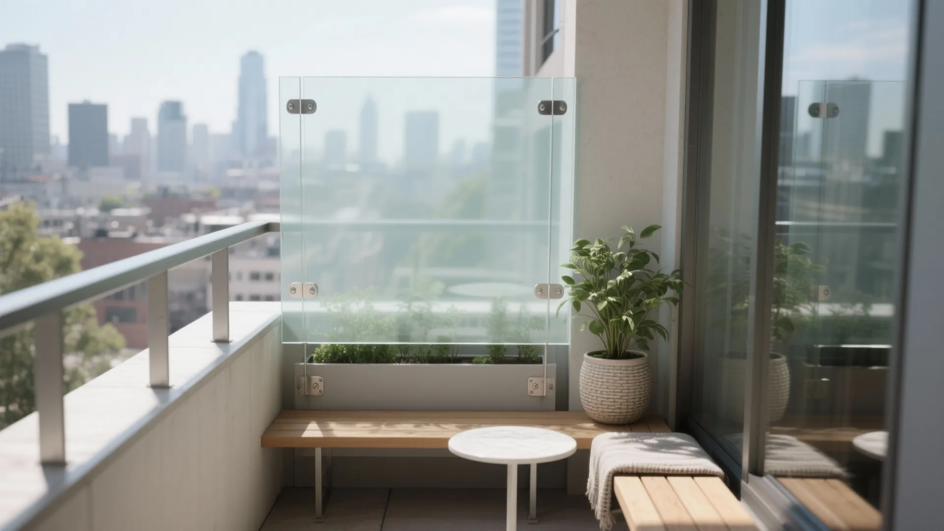 Corner glass windbreak for light and views