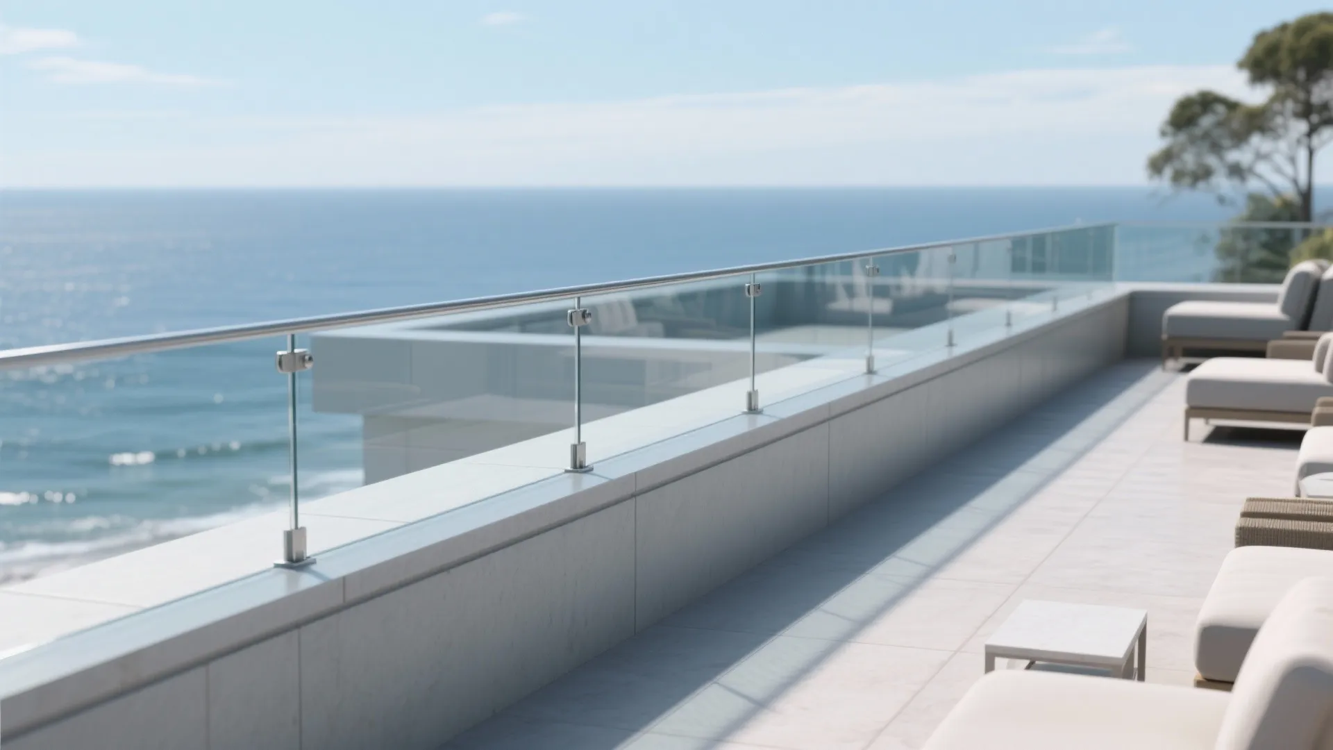 Minimalist Parapet with Setback Glass Wind Screen
