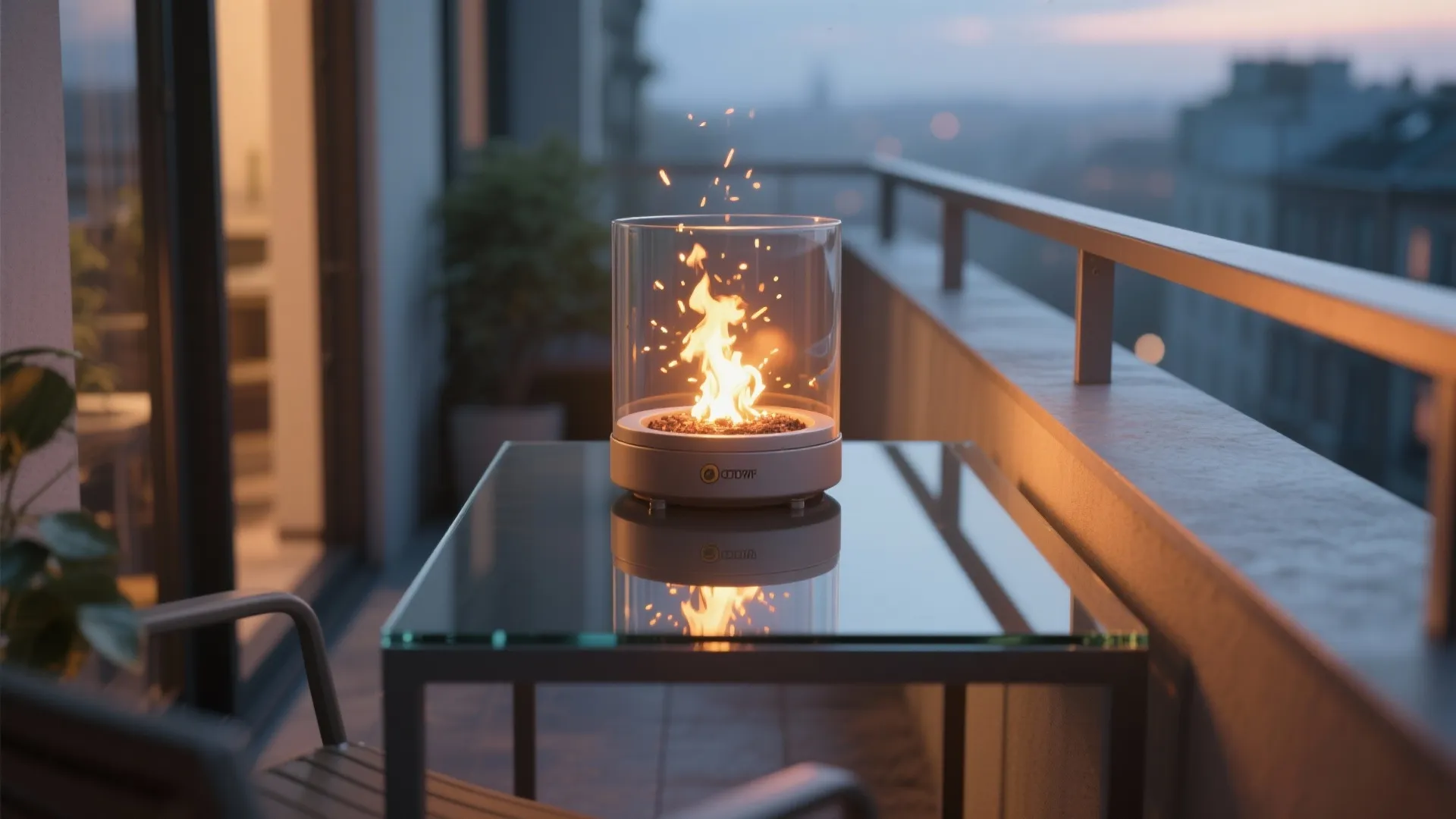 3. Mini Fire Bowl with Glass Windshield — balanced form and function