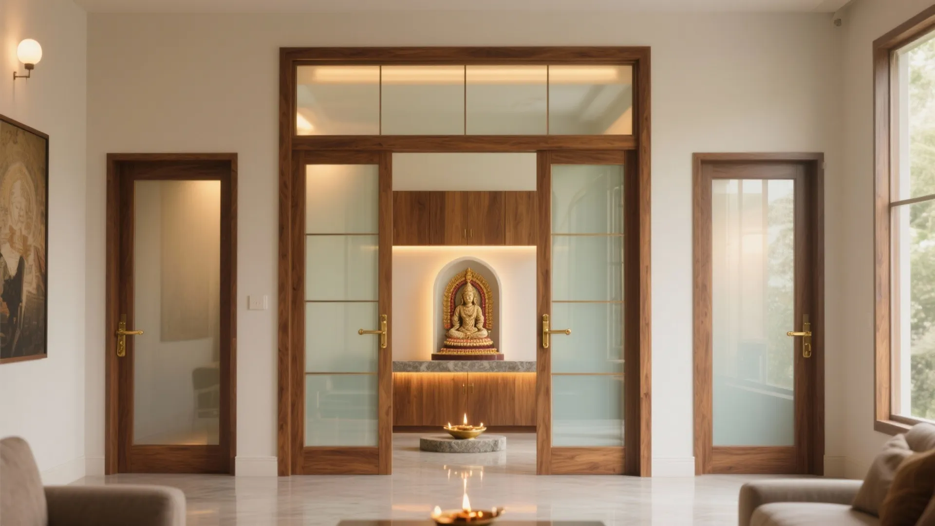 Glass-and-Wood Fusion for Modern Mandirs