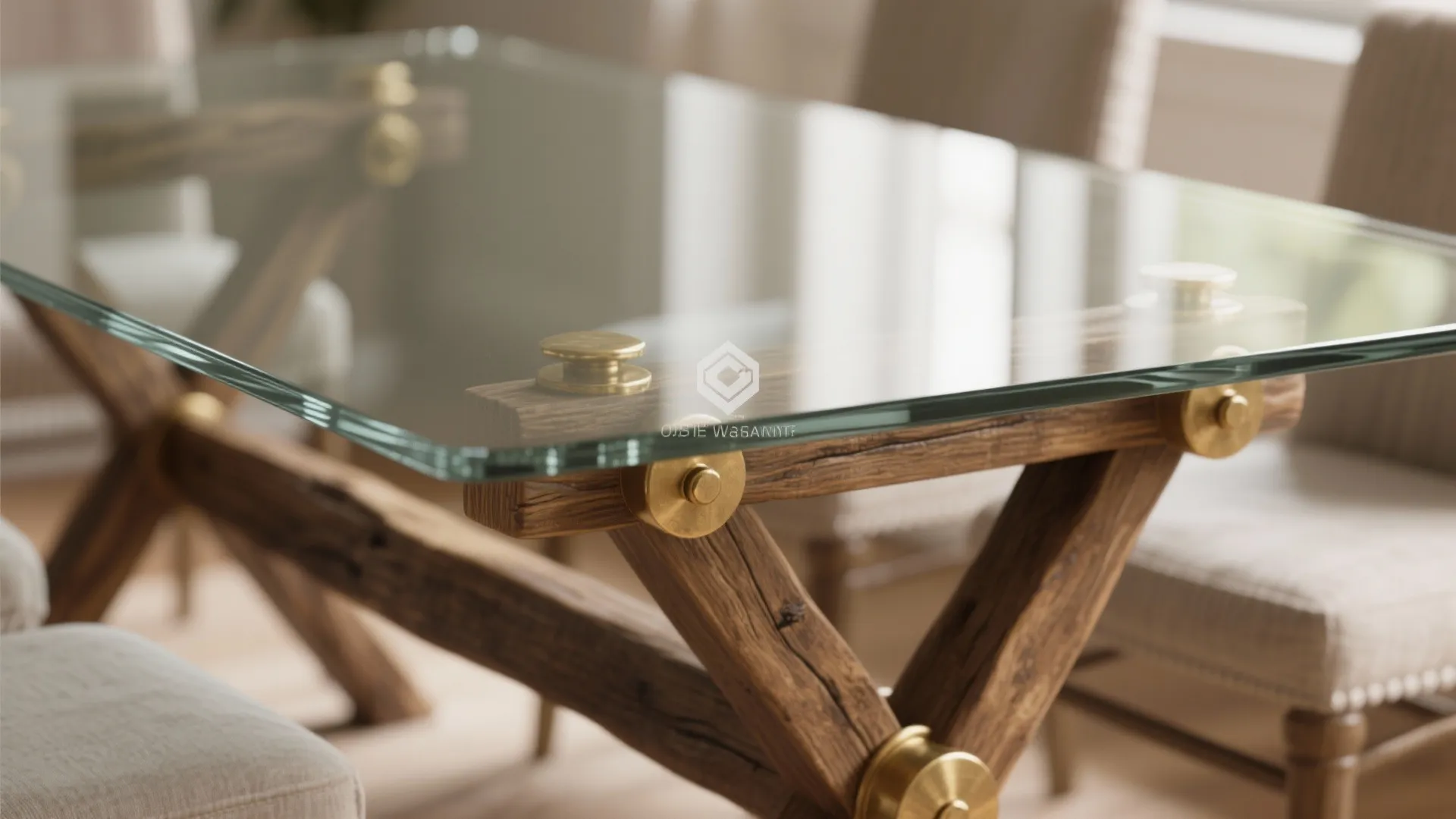 2. Mixed materials — soften glass with wood or brass