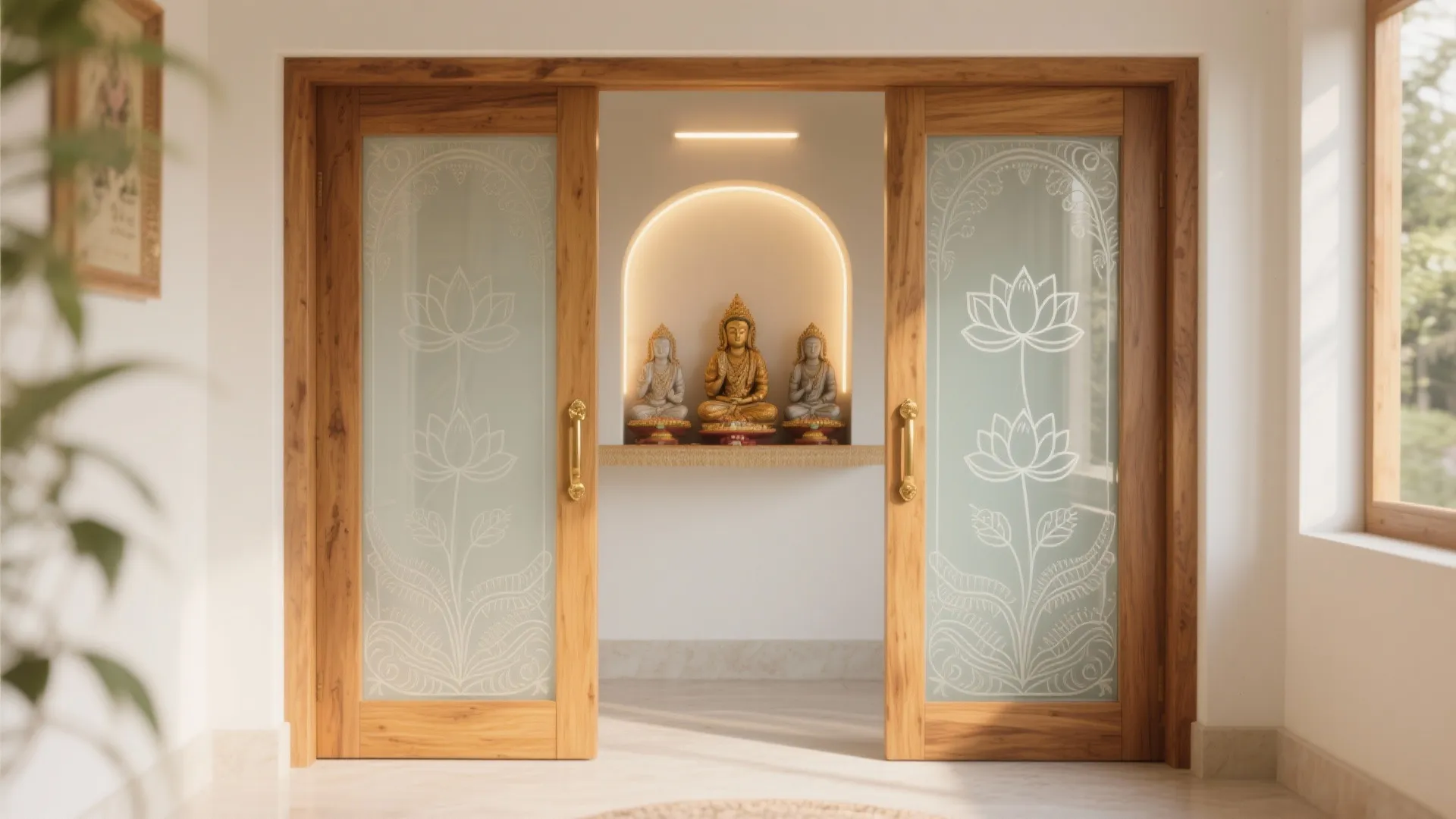 Glass-and-Wood Hybrid Doors with Etched Motifs