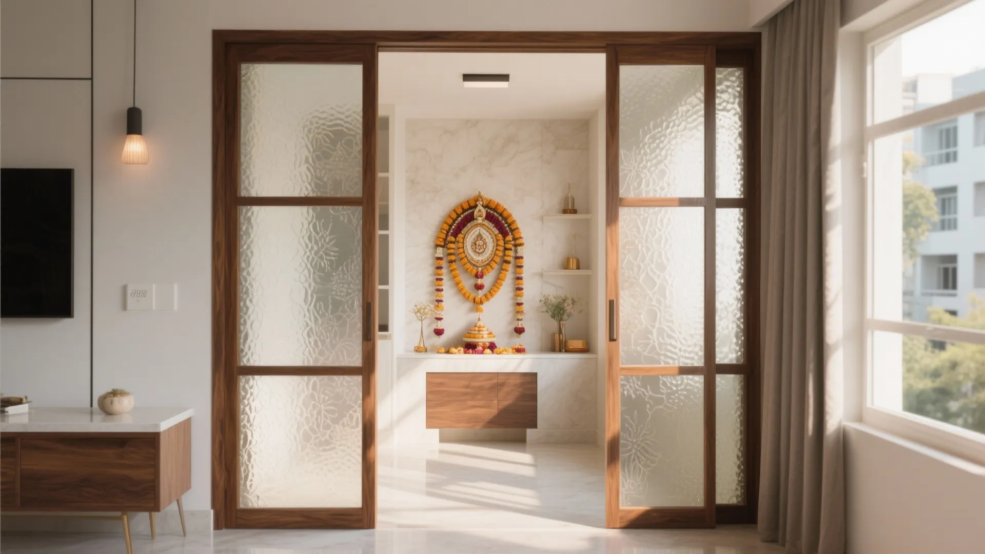 Glass Panel with Wooden Frame