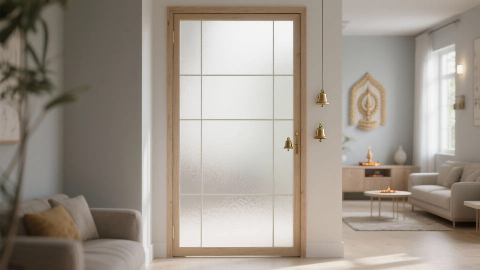 Glass–Wood Hybrid with Sandblasted Privacy