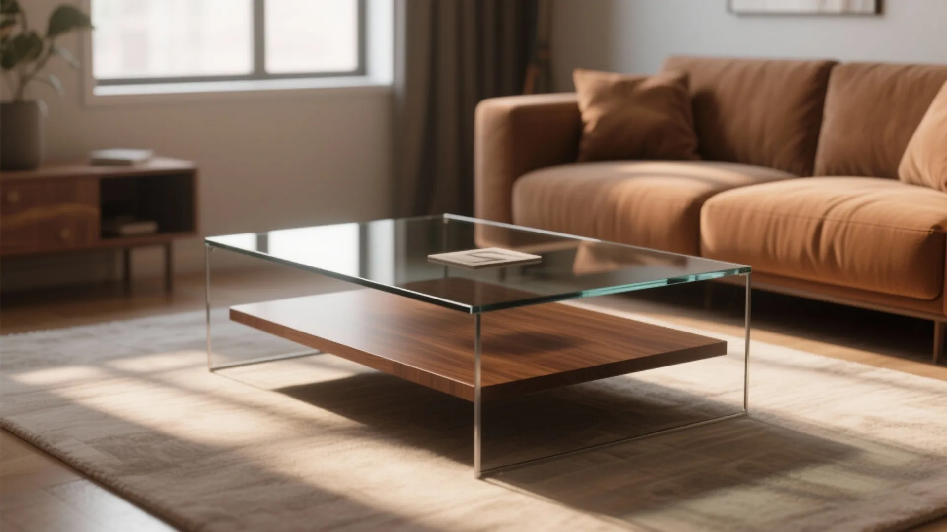 4. Glass and Wood Coffee Table
